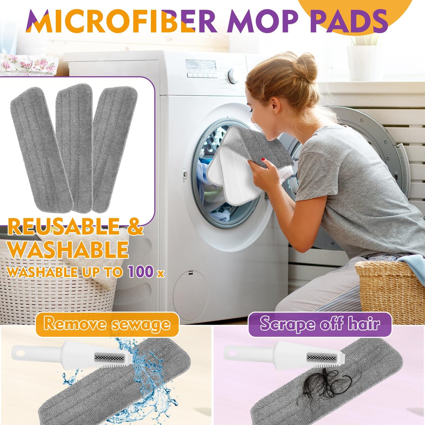 Spray Mop for Floor Cleaning with Washable Pads, Microfiber Wet Mops with 800 ml Refillable Bottle,Reusable Dust Mops with Sprayer for Hardwood Laminate Vinyl Tile Cleaning