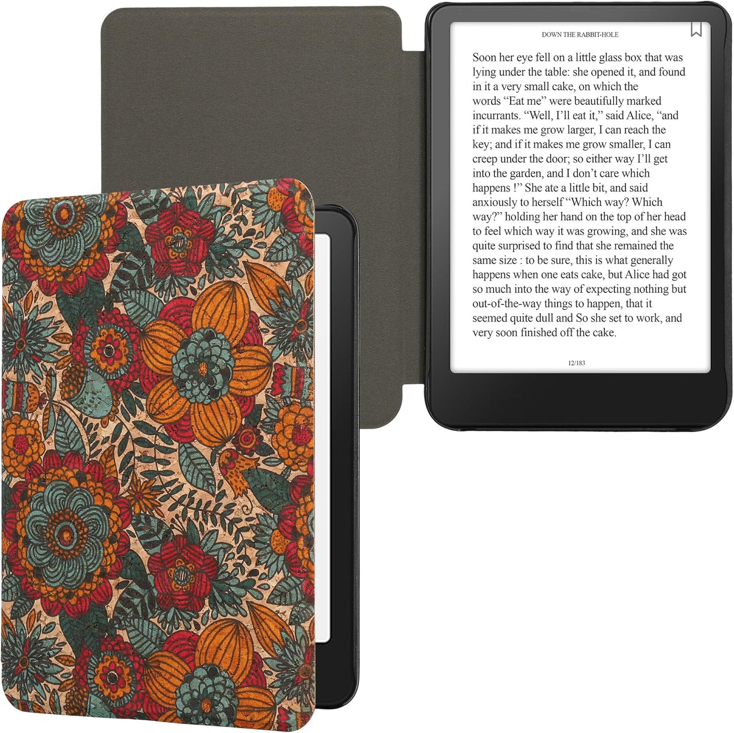 kwmobile (2022/2024) Summer Cork Case Compatible with Amazon Kindle - Book Style Protective e-Reader Flip Cover Folio