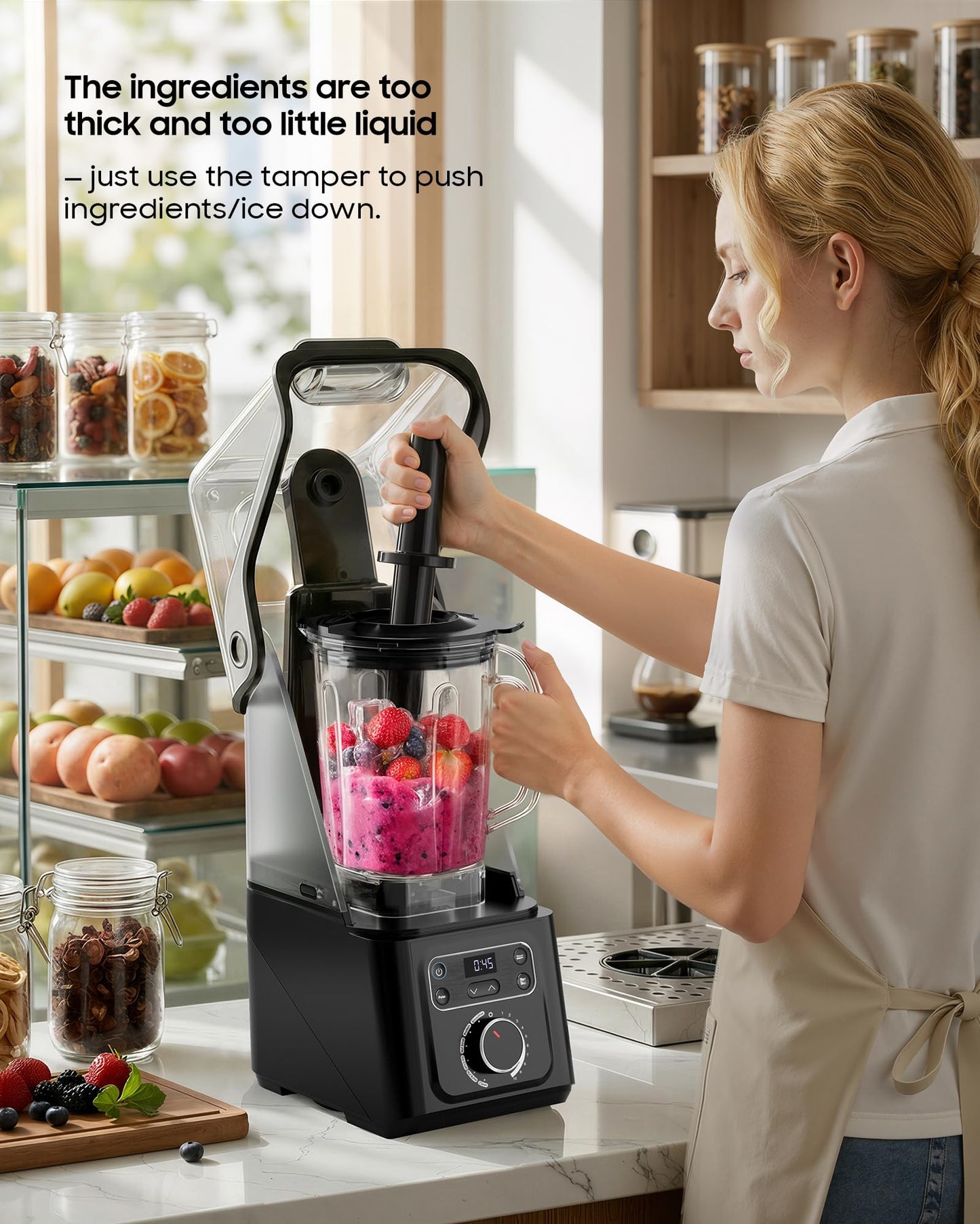 Professional Commercial Vacuum Blender with Quiet Shield, 2026 Upgraded 40000 RPM, 3000W/4HP Peak Power, 56oz Eastman Tritan Cup for Milkshake, Smoothie, Nut Milk, Hot Soup, Self-Clean, 5-YearWarranty