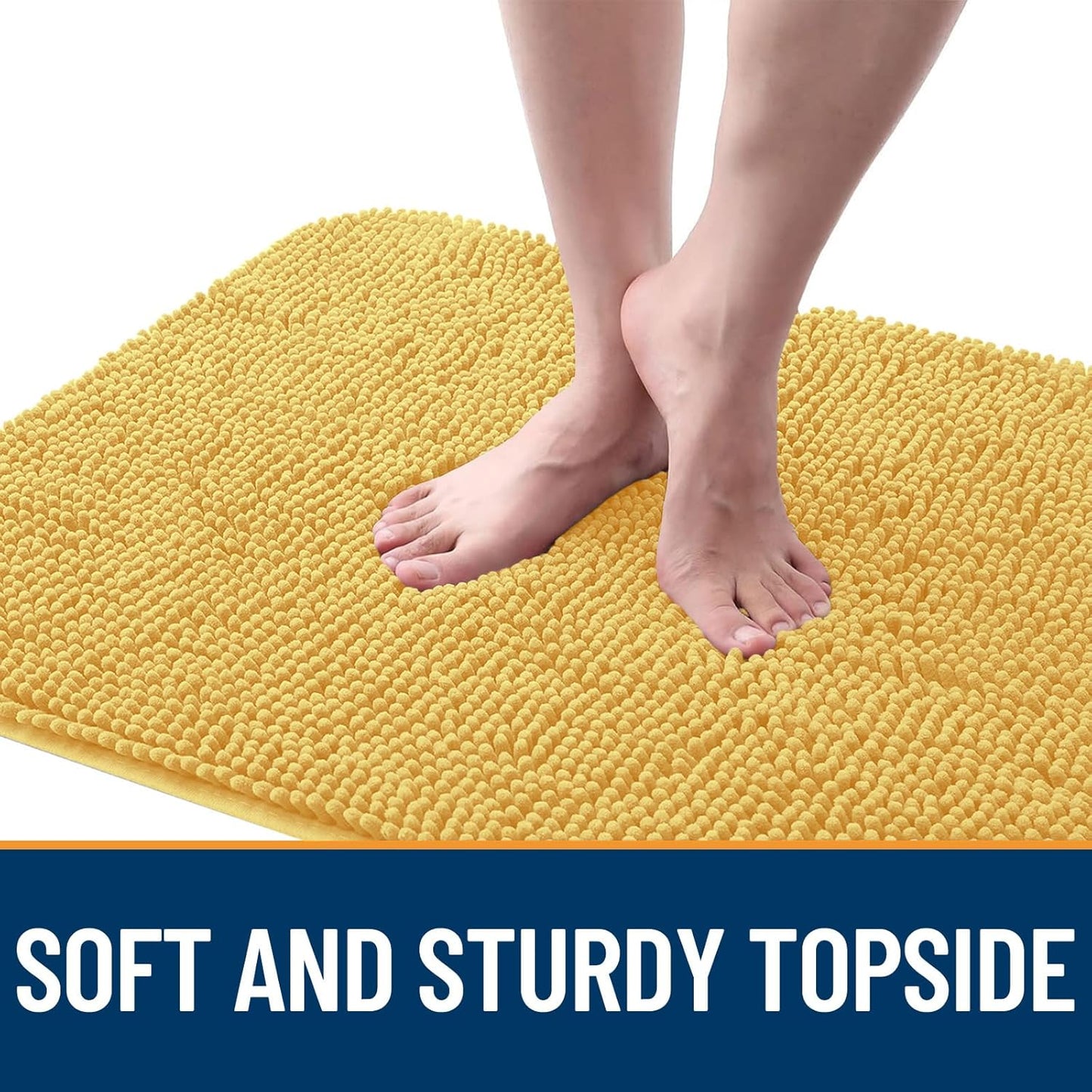 OLANLY Dog Door Mat - Absorbent Non-Slip Mud Mat for Indoor Use | Quick Dry Chenille, 24x16, Yellow