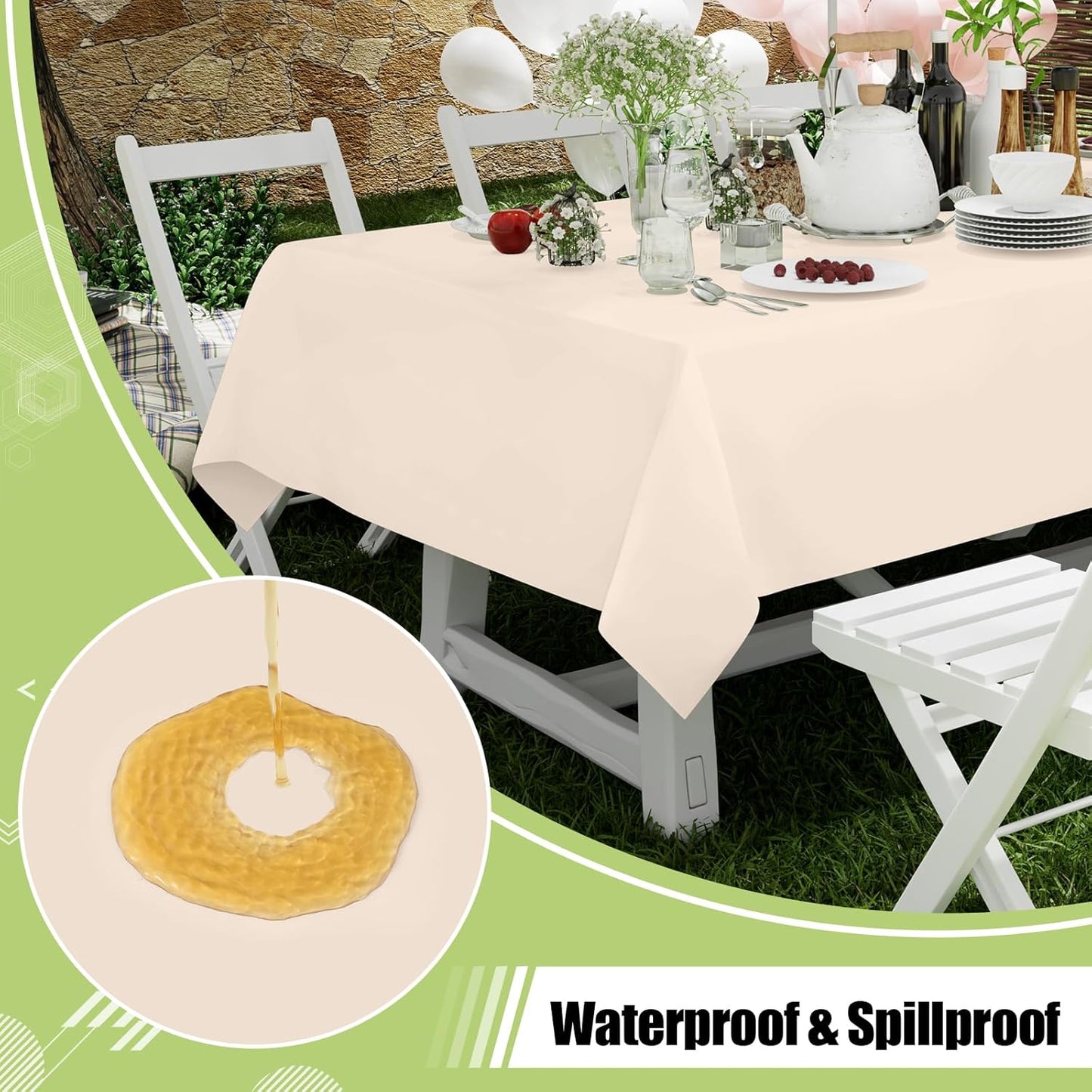 Smiry Disposable Tablecloths - Waterproof 54 x 108 Inch Ivory Rectangle Covers | 6 Pack for Parties