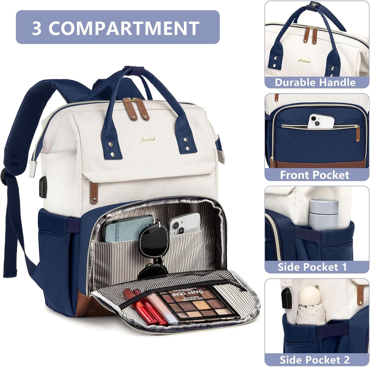 Backpack 15.6 Inch BackPacks Pack Daypack Focdod Laptop for Womem Work Bags: Travel Durable Back With USB Charging Port