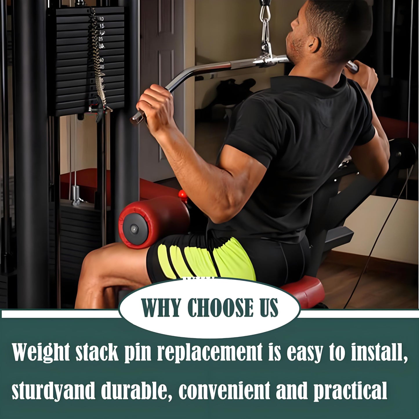 3 Pack Heavy Duty Weight Stack Pin Set, 3/8 Inch Diameter Locking Space 4。4 Inch Weight Stack Pin Extension for Home and Commercial Gym Strength Training Equipment Weight Pins