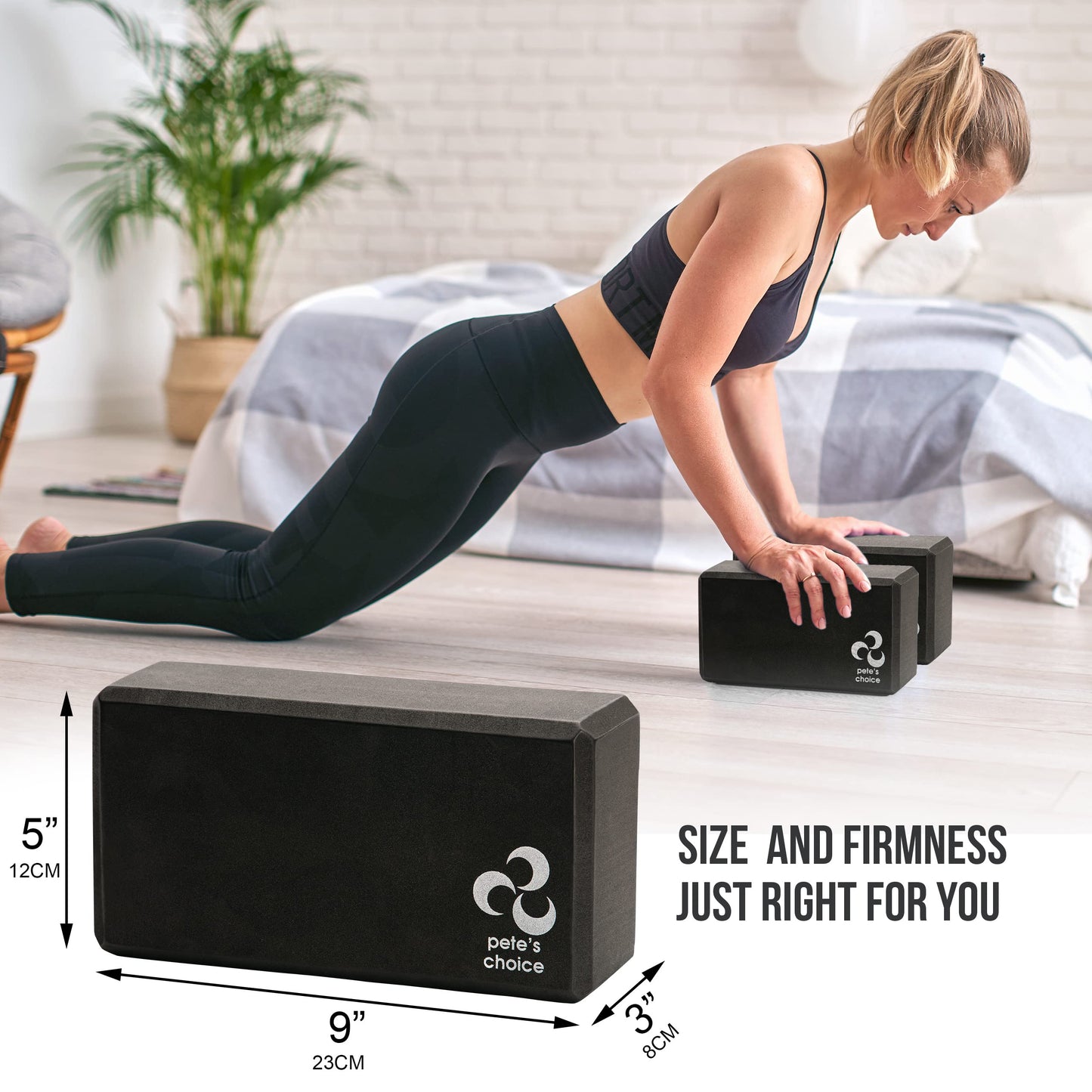 2 Yoga Blocks + 2 Yoga Straps - Starter Kit for Beginners. Great for Home indoor exercises
