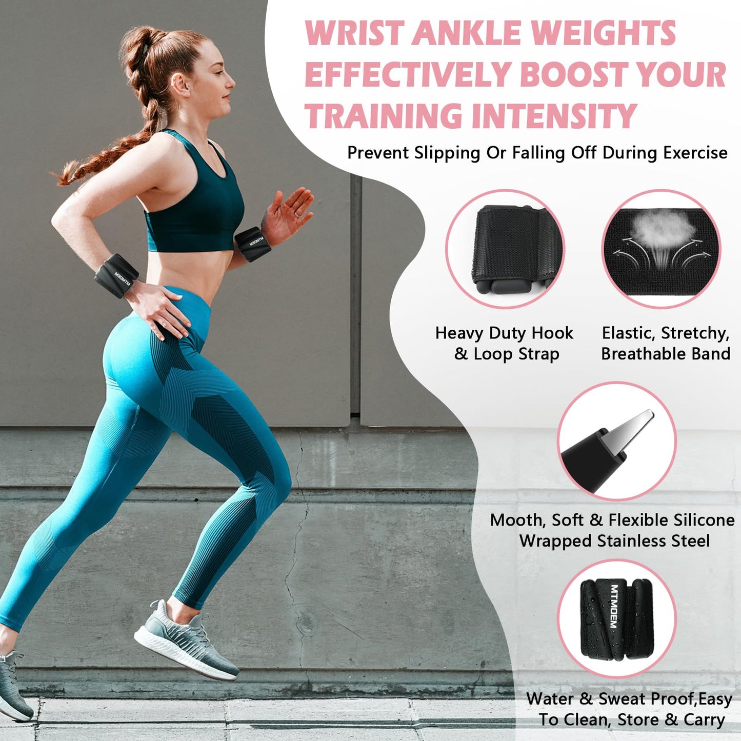 Ankle Weights for Women & Men, Adjustable Wrist & Ankle Weights 2 LB Each for Beginner & Pro, Soft Silicone Weighted Bangle for Walking, Pilates, Yoga, Running, Swimming, Arm & Leg Workouts (Set of 2)