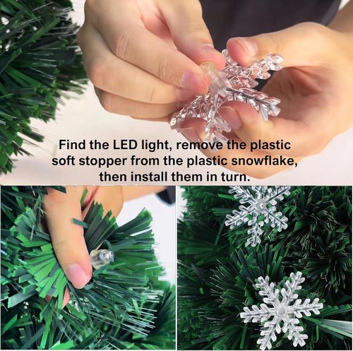 Juegoal Pre-Lit Artificial Christmas Trees - 3 FT Lighted Green Fiber Optic Entrance Trees with Gold Urn Base | 8 Lighting Modes, 110 Branch Tips for Festive Holiday Decor