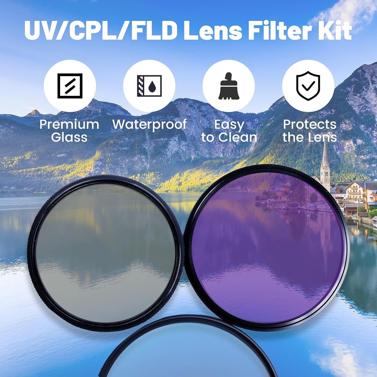 Wokyo 67mm 3 Set UV/CPL/FLD Lens Filter Kit with Portable Travel Storage Case, Pcs Multi-Coated HD Optical Glass Camera