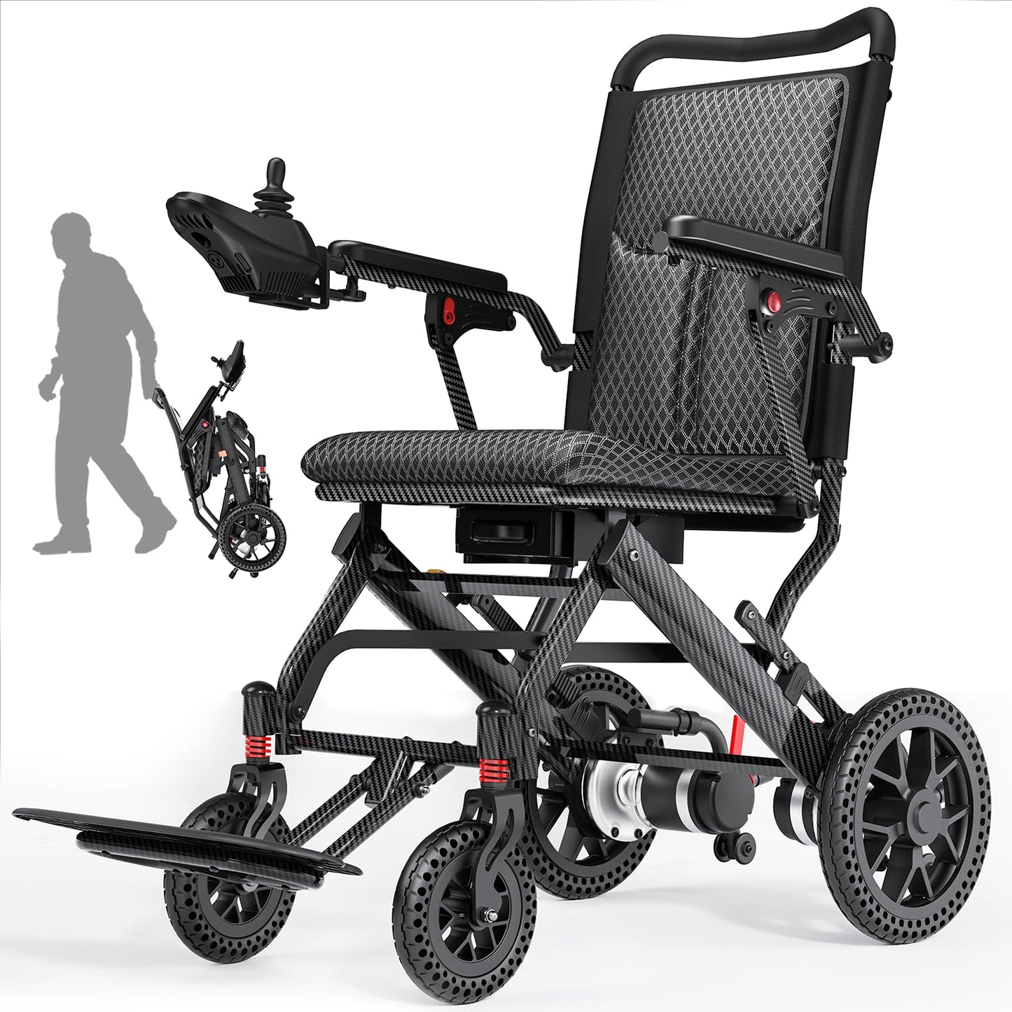 Easwe E10 Lightweight Electric Wheelchairs for Adults, 15/30 Miles Portable Motorized Wheelchair with 12Ah Lithium Battery / 500W Motor, All Terrain Compact Power Wheelchair (Amp Hours, 12)
