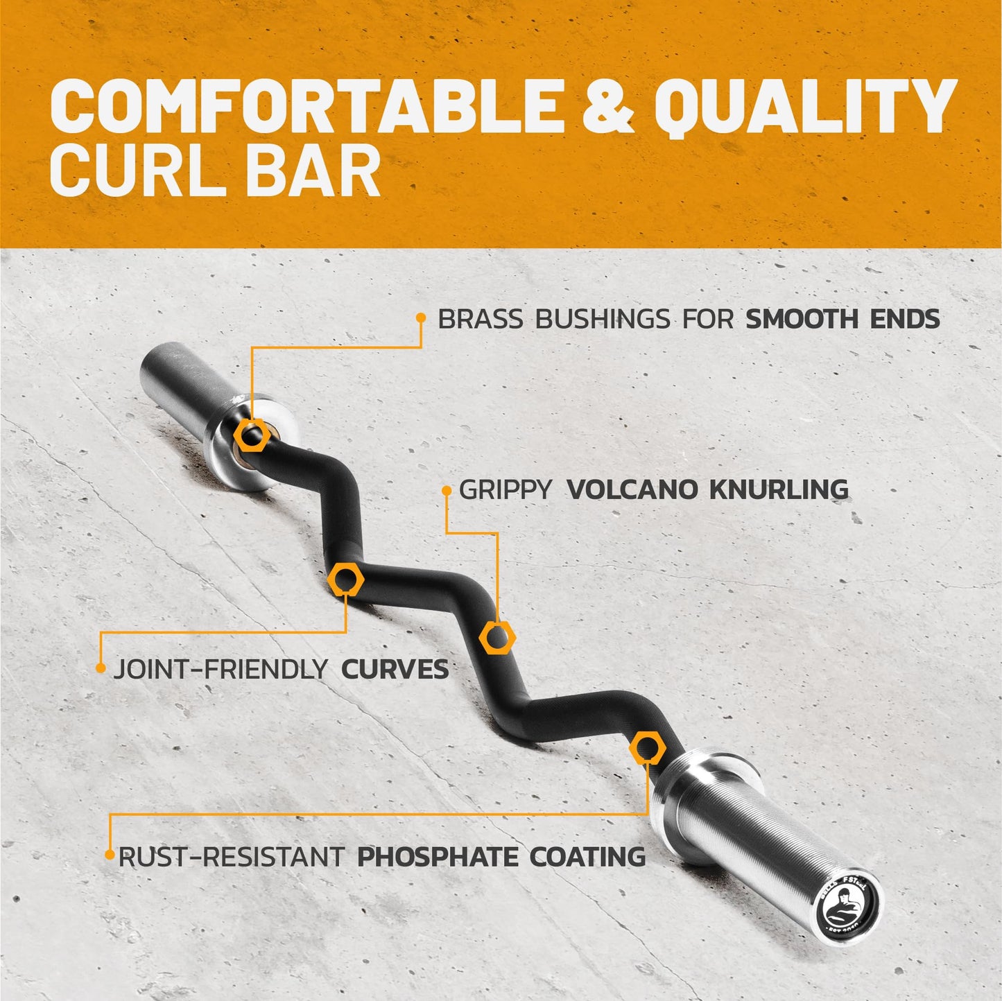 EZ Curl Bar [Bells of Steel] EZ Bar Olympic Curl Barbell for Bicep, Tricep Workouts, 2-Inch Curling Barbell with Angled Grips for Home Gym, 500lb Weight Capacity