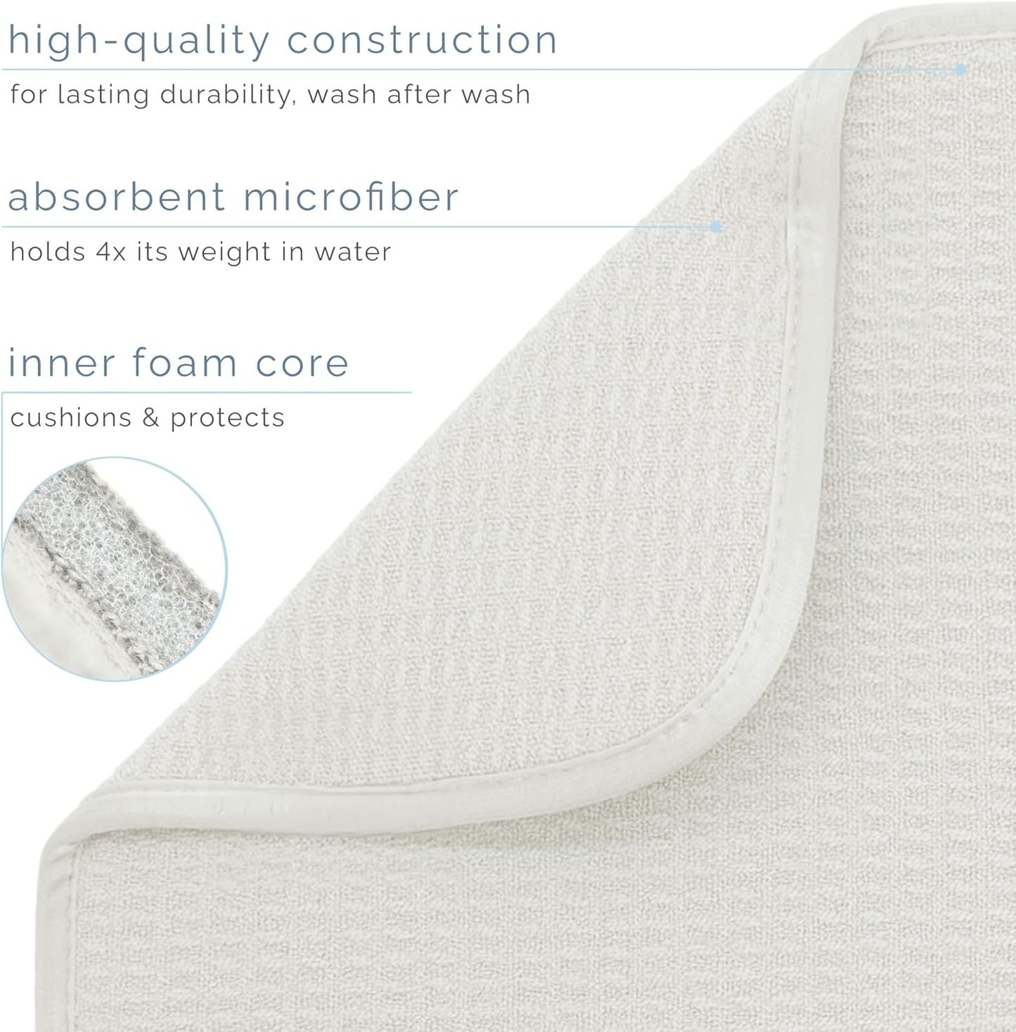 S&T INC. Dish Drying Mat - Absorbent Microfiber Kitchen Counter Pad, 16” x 18”, Large Cream Color