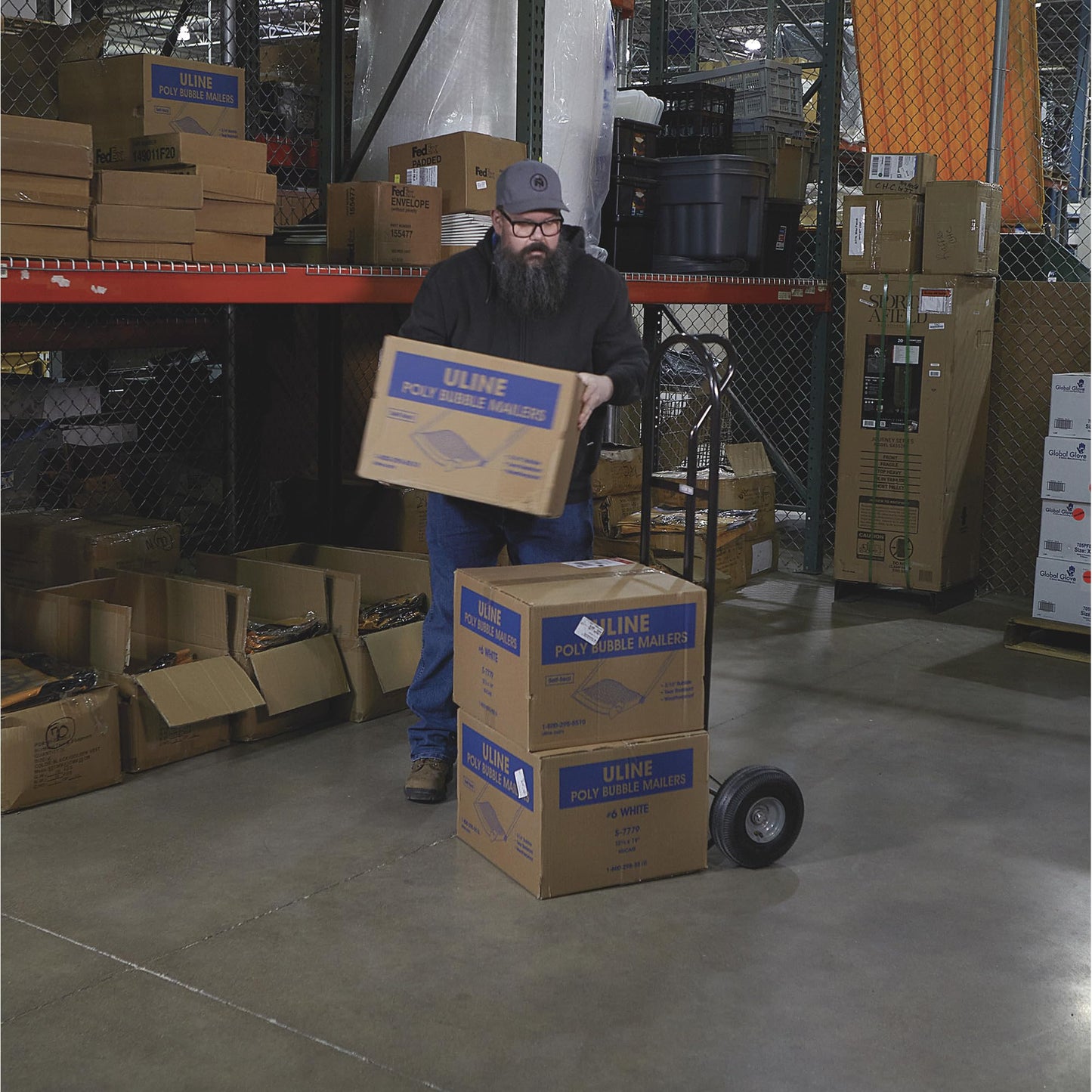 Ironton Steel Pneumatic Hand Truck Dolly, 600-Lb Capacity, Heavy-Duty Steel Frame, 10-in Pneumatic Tires, P-Style Handle, 14" x 8.5" Toe Plate