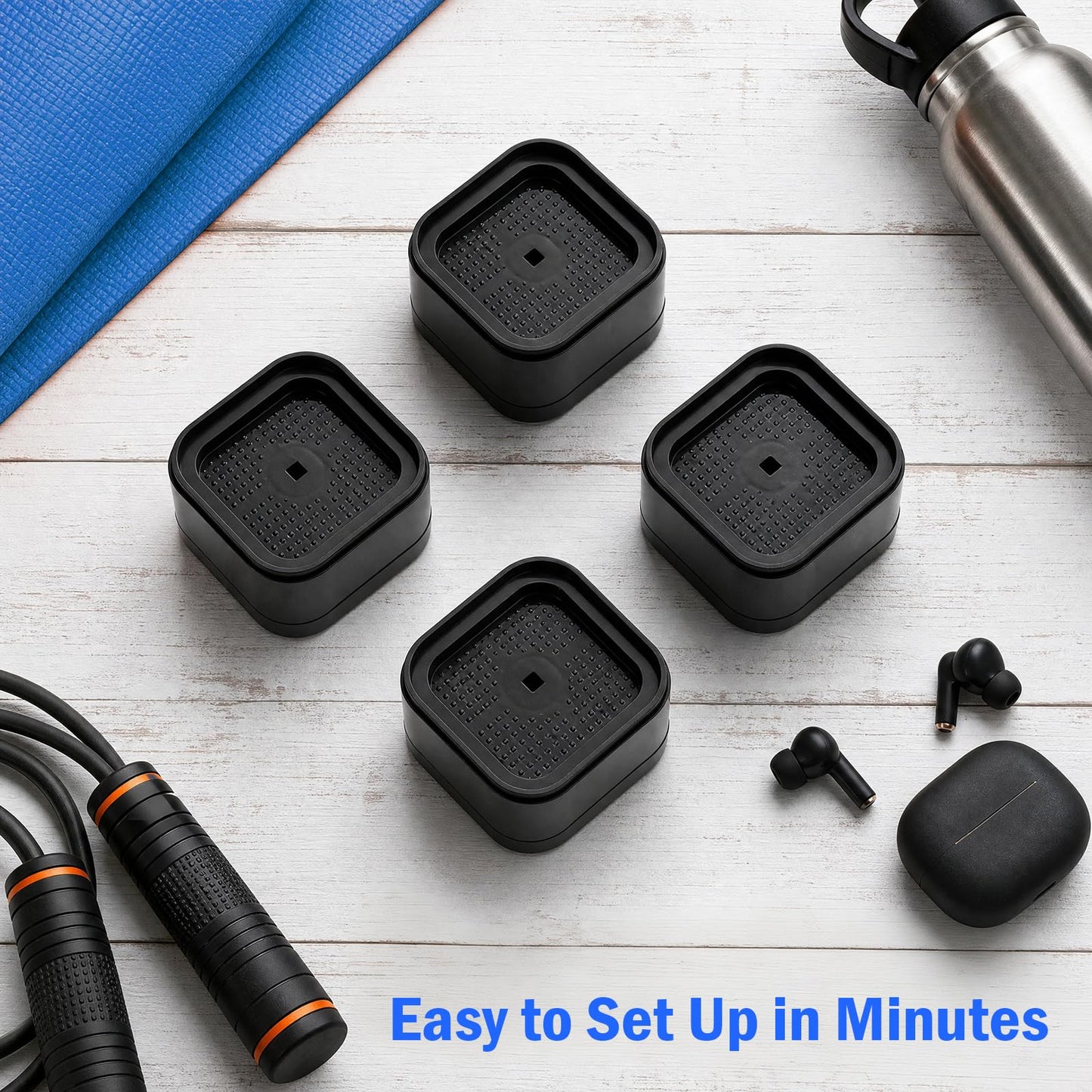 OPSJRNDUSK 4PCS Treadmill Incline Riser Blocks, Stackable Walking Pad Incline Blocks for Leveling & Uphill Training, Textured Support Pads for Home Gym Treadmill Accessories