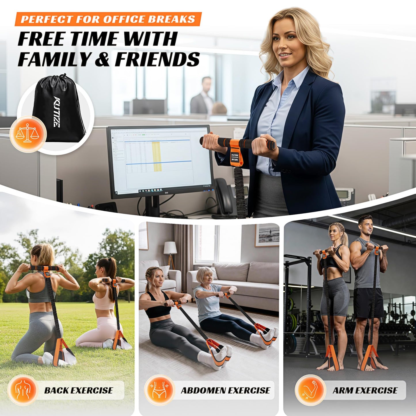 KUTIZE Multifunction Pedal Resistance Band with Handle, Upgraded Exercise Equipment with Soft Foot Pedal for Sit Up & Full-Body Home Gym Workouts, Core/ABS Training, Pilates, Yoga & Physical Therapy