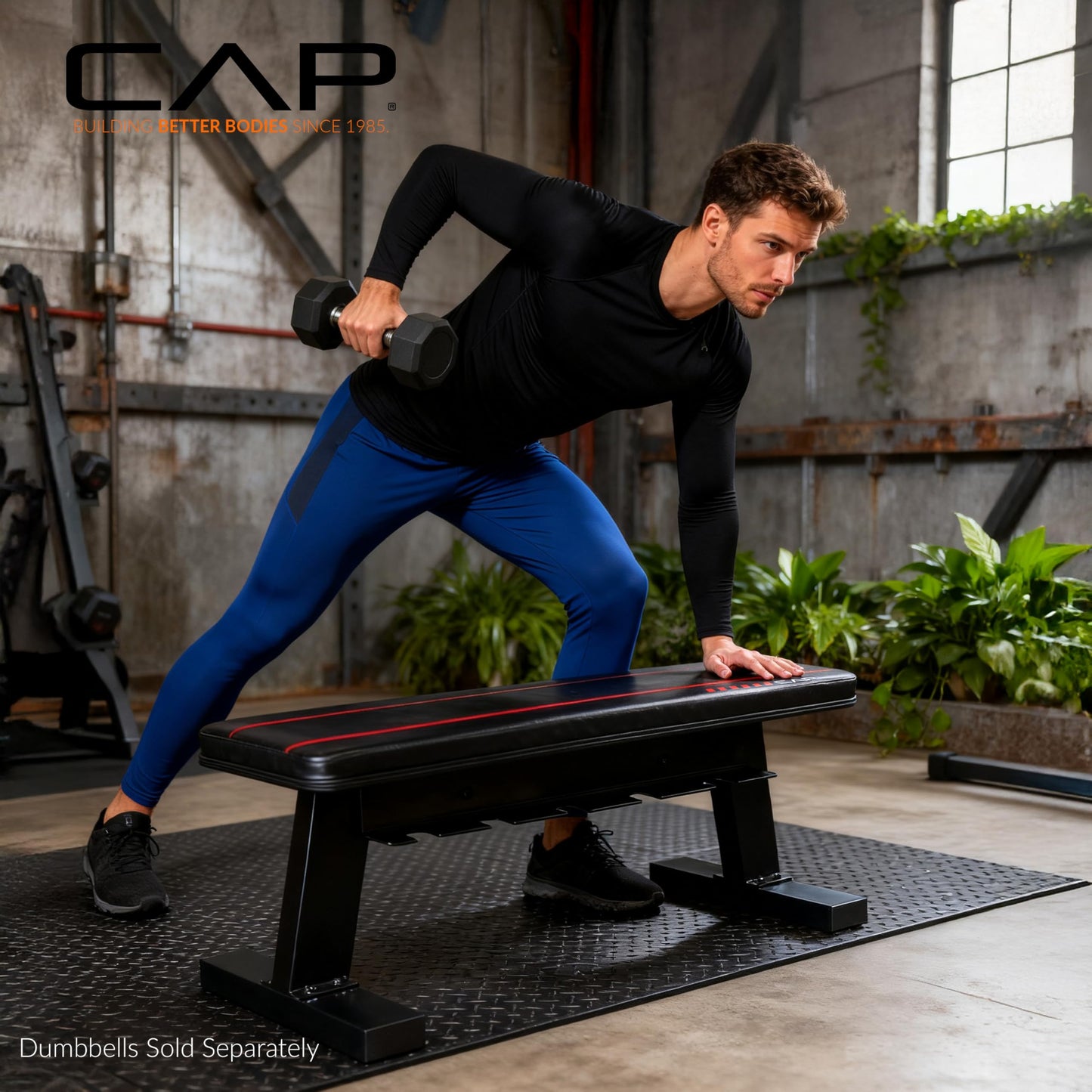 CAP Barbell Flat Weight Bench with Dumbbell Storage – Home Gym Bench for Strength Training, Dumbbell Workouts & Space-Saving Organization
