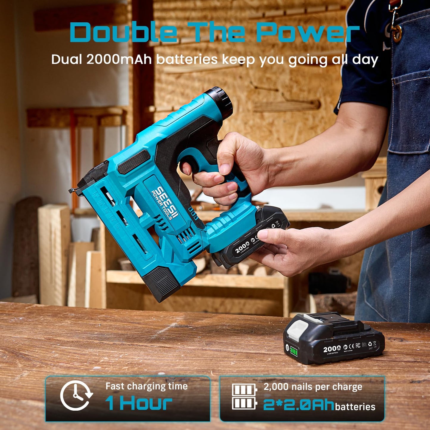 SEESII Bundle Deal - Cordless Brad Nailer and Reciprocating Saw Cordless for Wood Cutting