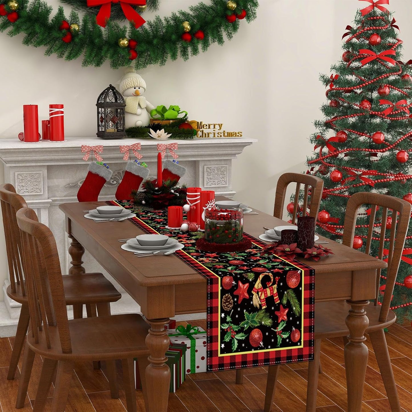 Yule Table Runner by Scandinavian Designs - Festive Pagan Christmas Decor | 13x72'' Mistletoe Design