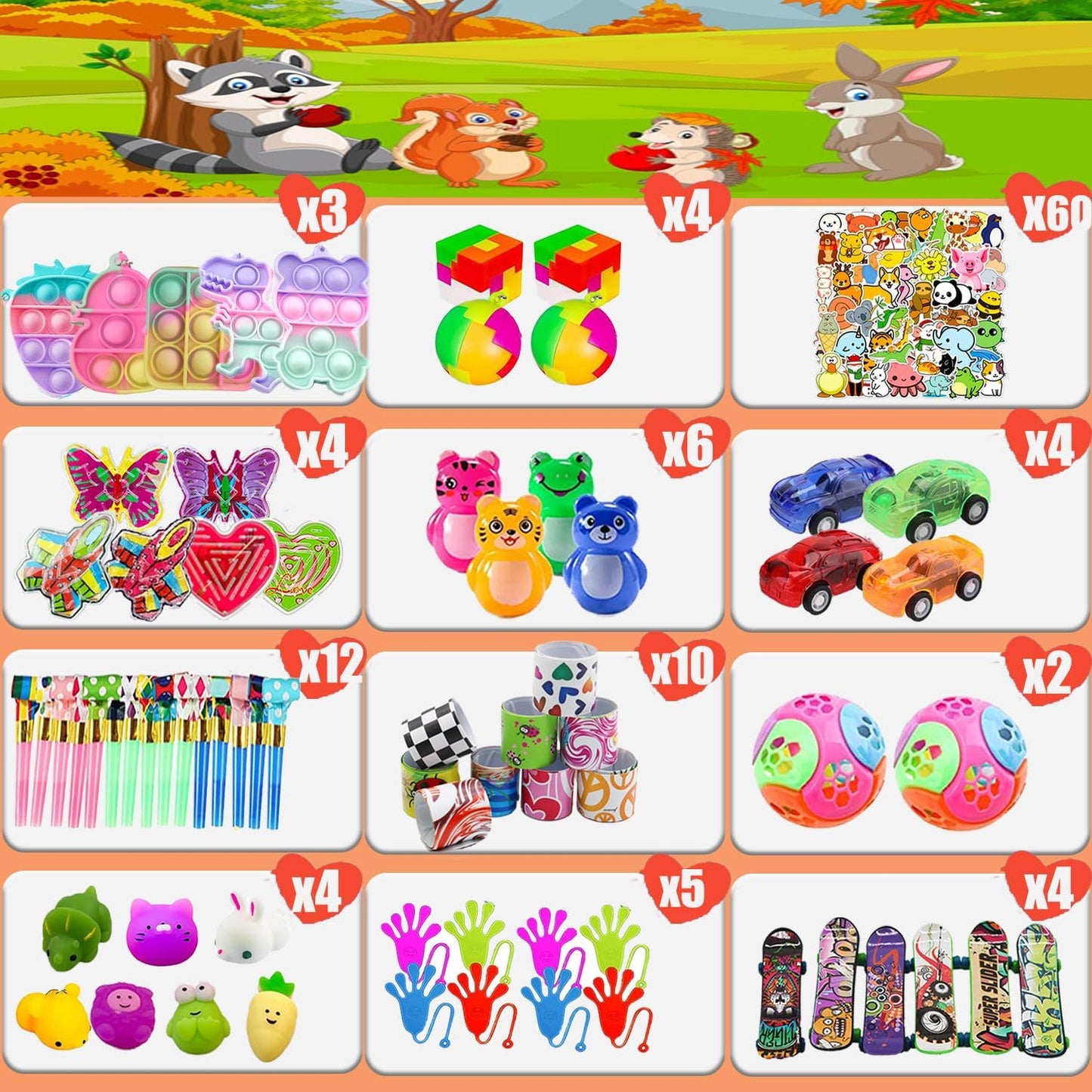 Pop Fidget Treasure Box Toys - 118 Pcs Party Favors for Kids | Goodie Bag Stuffers & Carnival Prizes for Ages 4-12
