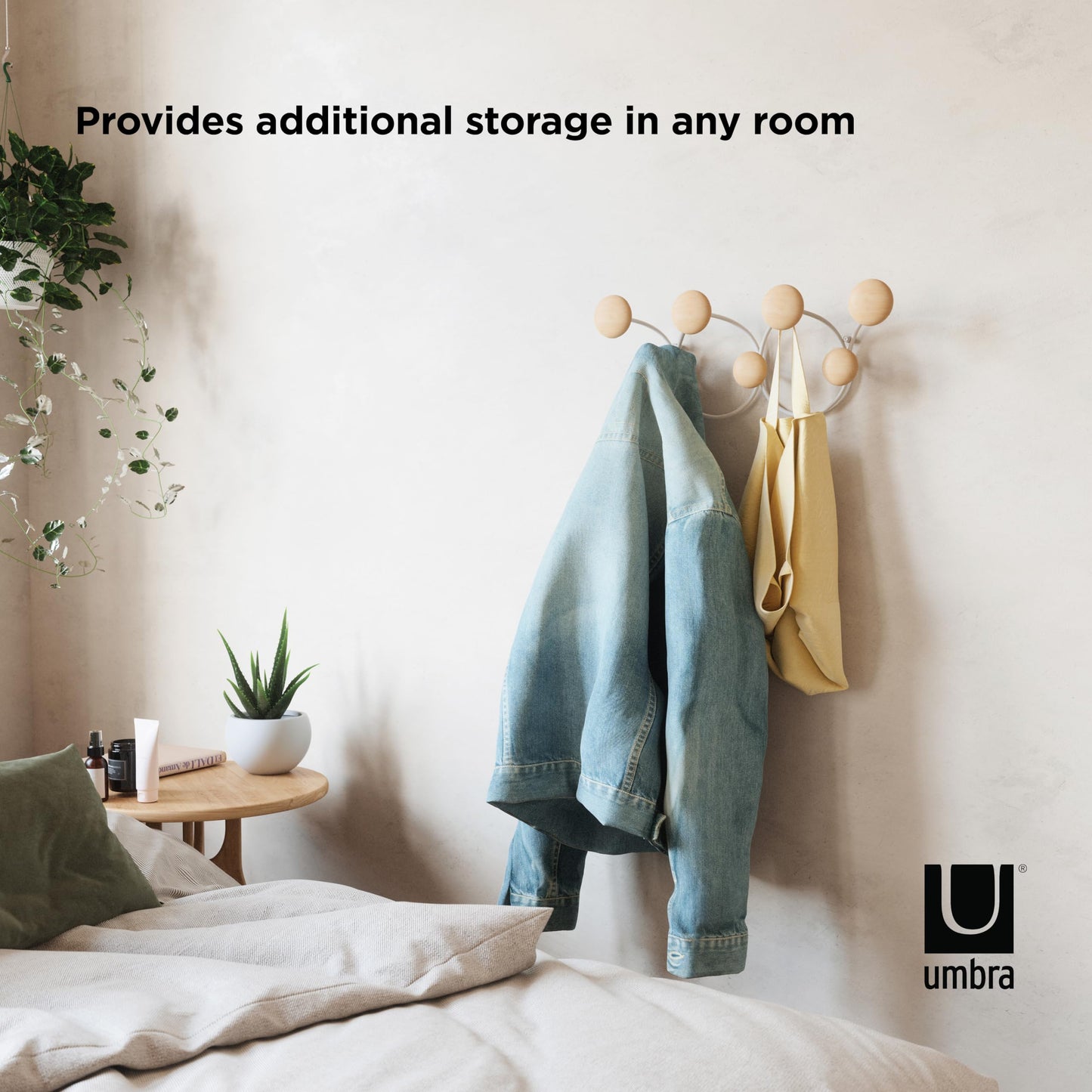 Umbra Dotsy Hanger with 7 Hooks, White/Natural