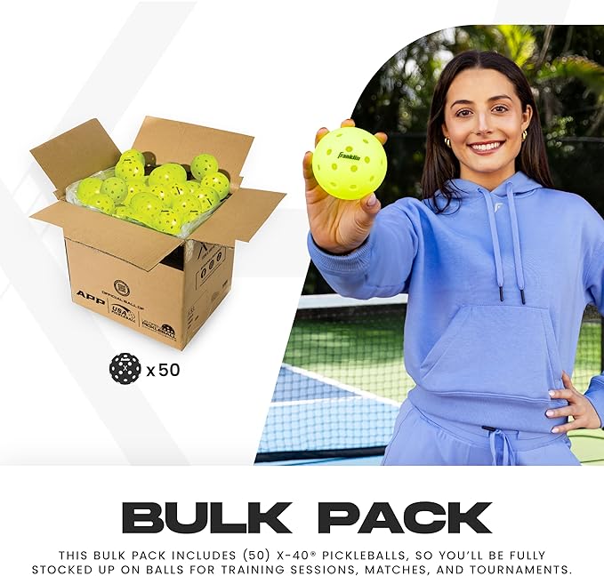 Franklin Sports X-40 Outdoor Pickleballs - Official Ball of USA Pickleball, APP Tour + US Open - Regulation Size