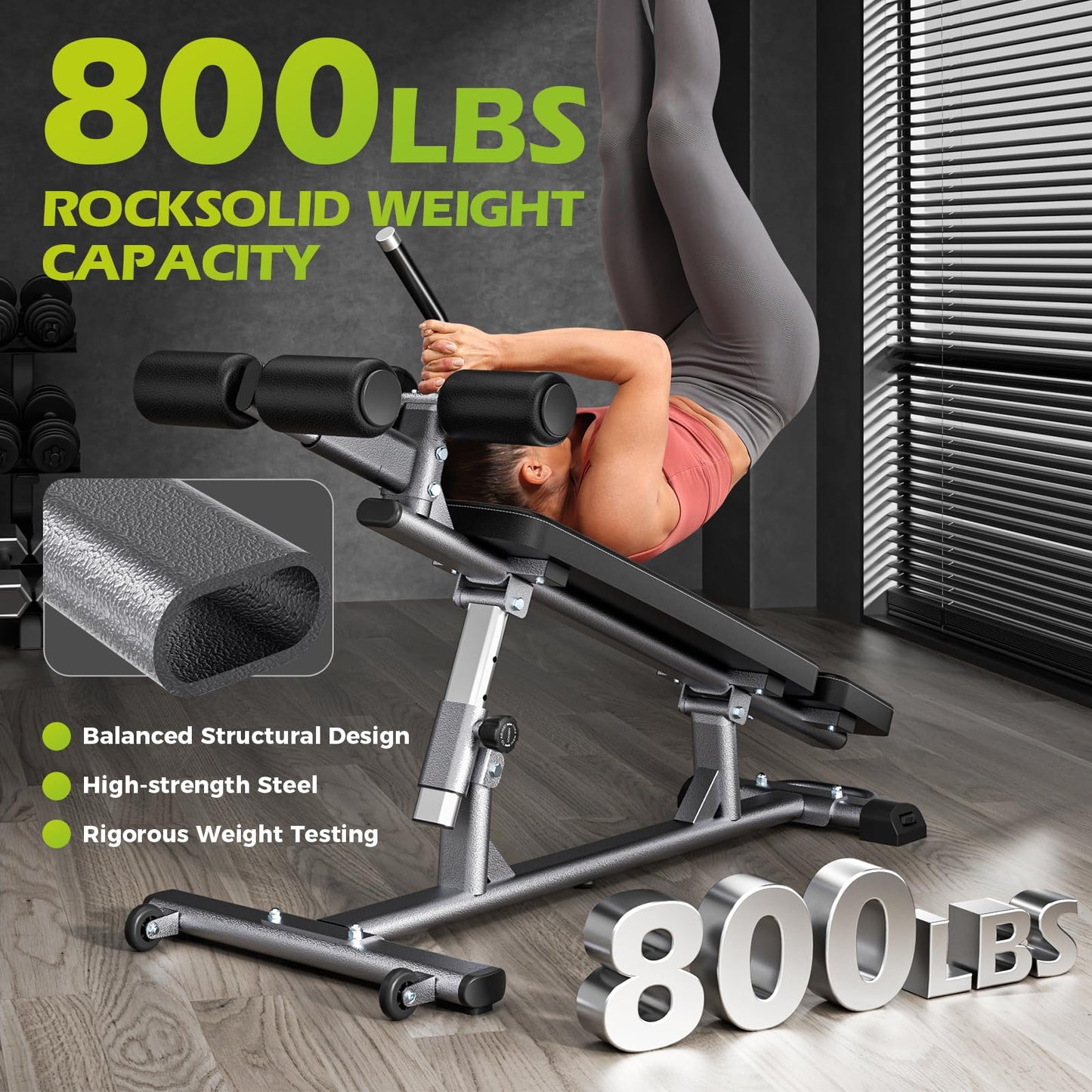 BODYWAKER Semi-Commercial Sit-Up Bench with Reverse Crunch Handle for Ab & Core Workout and Decline Bench Press, Adjustable Weight Bench Press Set with 4 Adjustable Heights for Home Gym Strength Training
