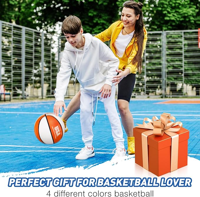 Libima 4 Pcs Rubber Basketball with Pump Official Size Indoor Outdoor Basketball Game Practice Training Women Men Streetbball Sport Gift Back to School