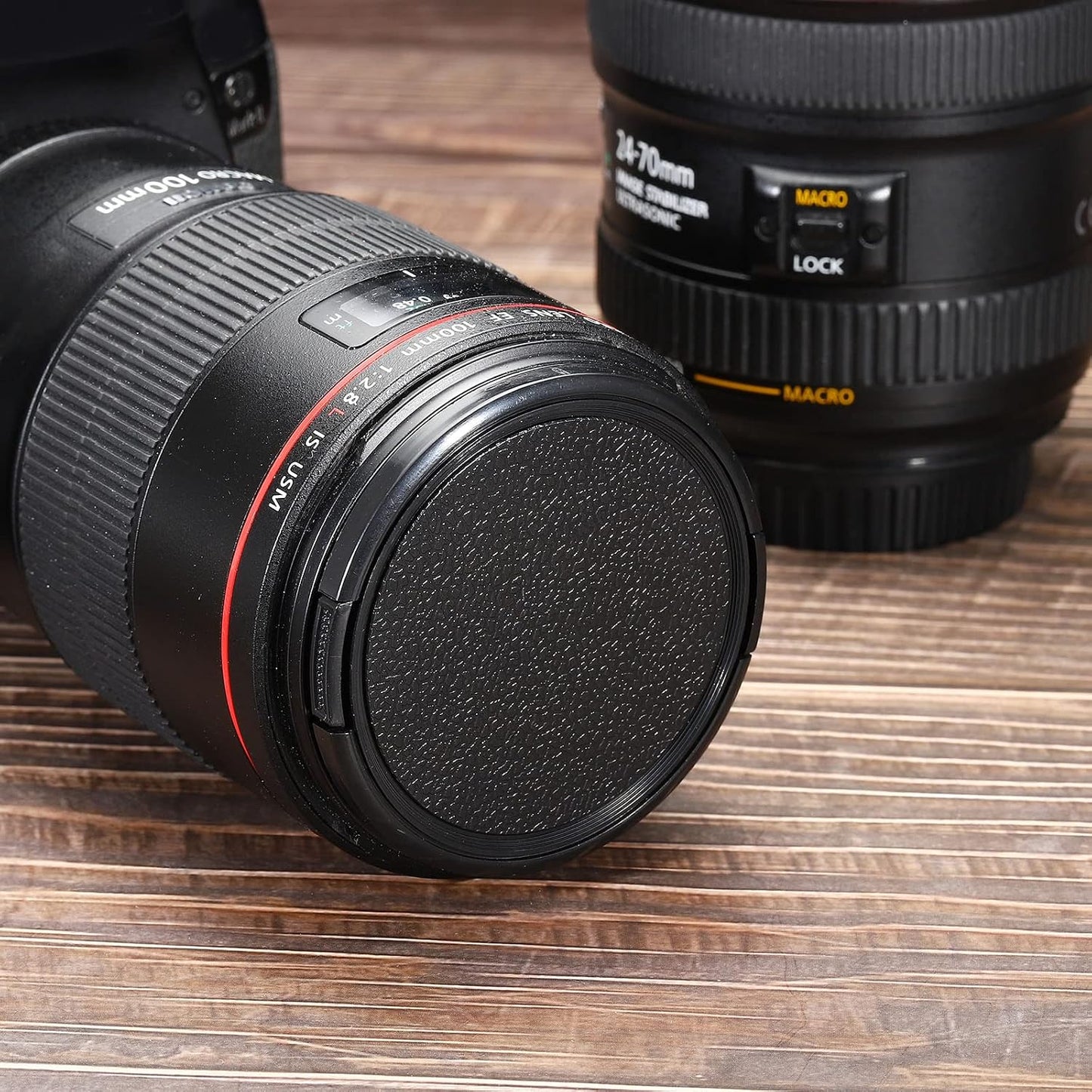 2 Pack Pinch 82mm PATIKIL Camera Lens Cap, Sides Front Lens Cover with Microfiber Cleaning Cloth for Thread Universal
