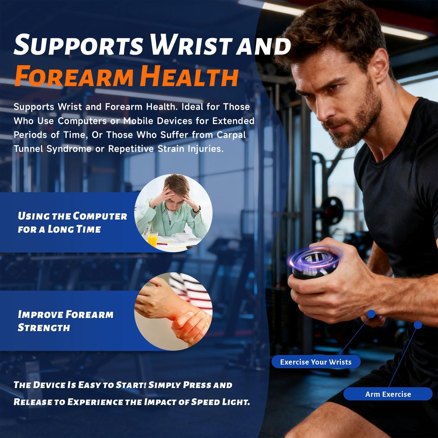 VITAL WRIST Ball Official, Ball Exerciser, Gyro Ball,2026 New Internal Resistance System of The Sphere is Easier to Operate and More Suitable for Fitness Enthusiasts (1Pcs)