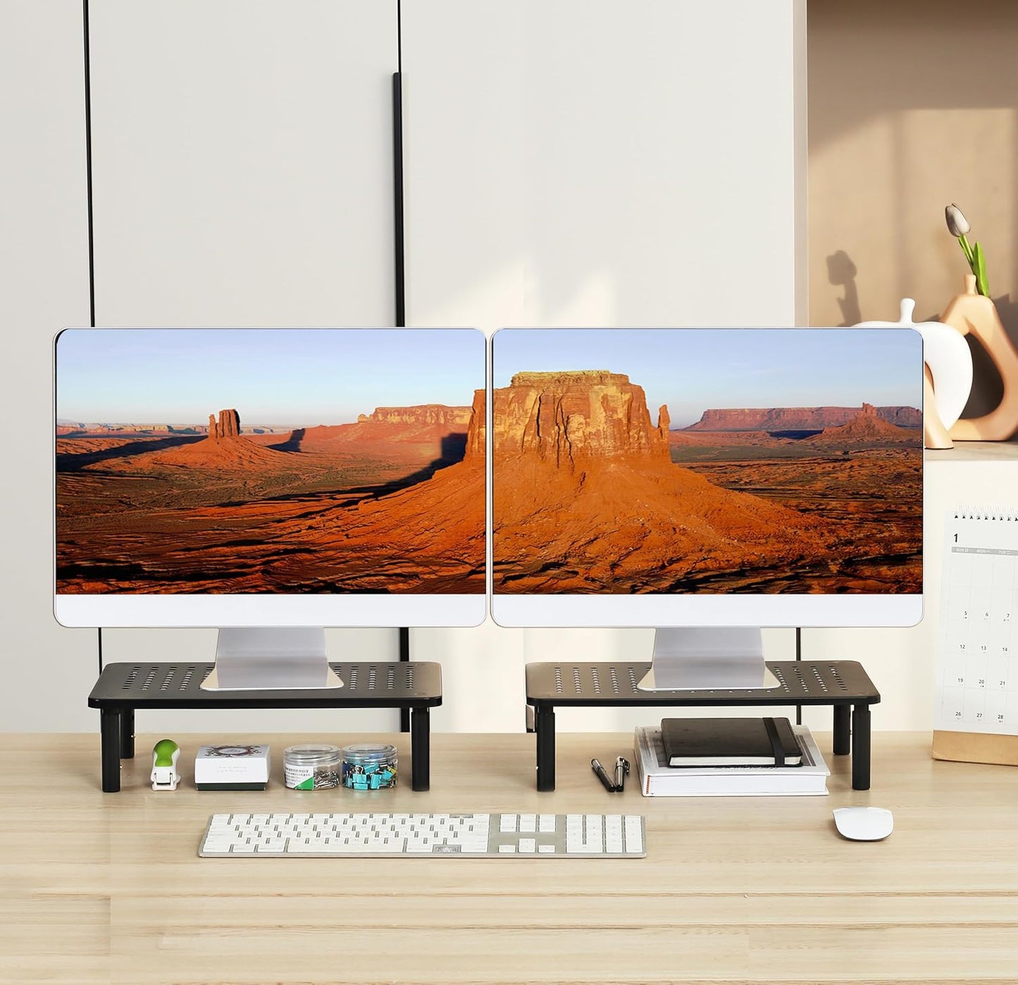VONDETYR (2 Pieces)(14.5" Lx9.3 Monitor Stand for Desk Monitor Riser, Adjustable Laptop Riser, Desk Organizer Desktop