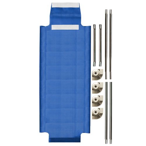 Acrimet Nap Cot for Kids, Portable Toddler Child Bed, Stackable, 52" L (Stainless Steel Tubes) (Blue Breathable Mesh Fabric - Gray Feet) (1 Pack)