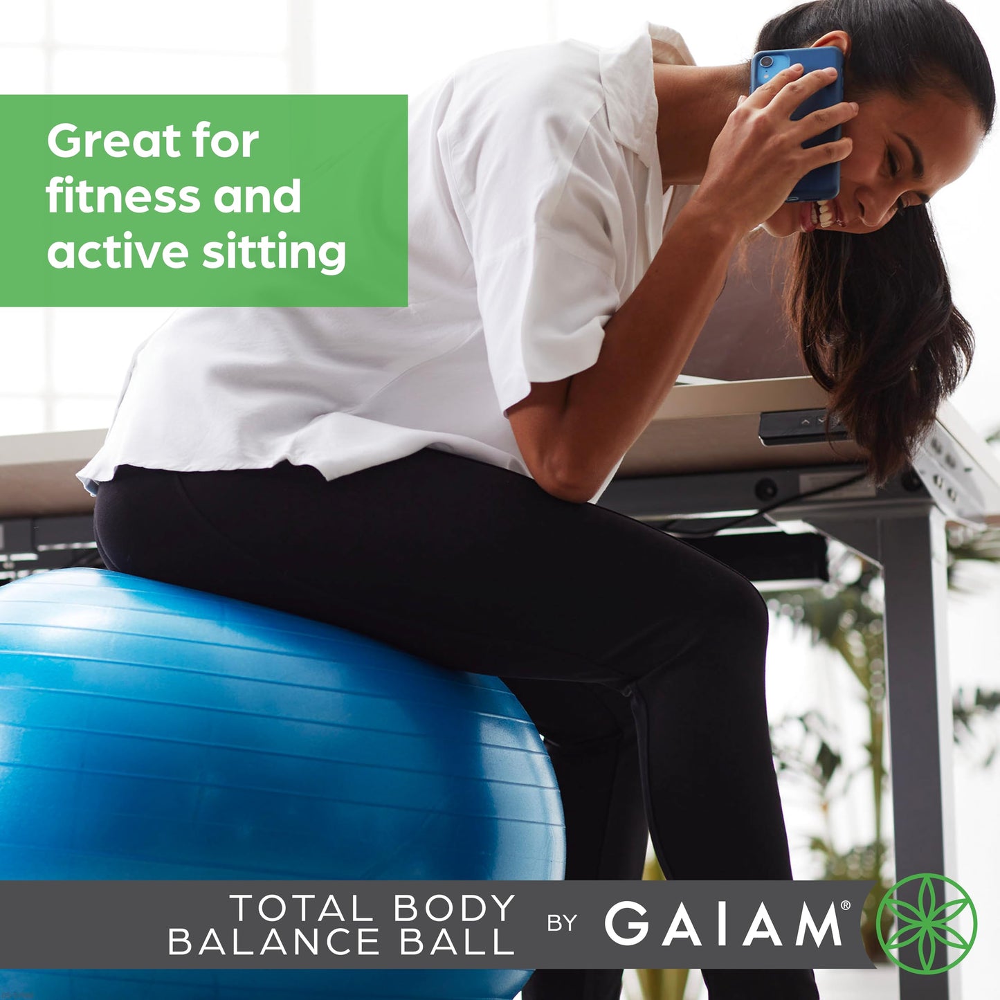 Gaiam 05-52205 Total Body Balance Ball Kit - Includes 75cm Anti-Burst Stability Exercise Yoga Ball, Air Pump & Workout Video, For adults - Blue