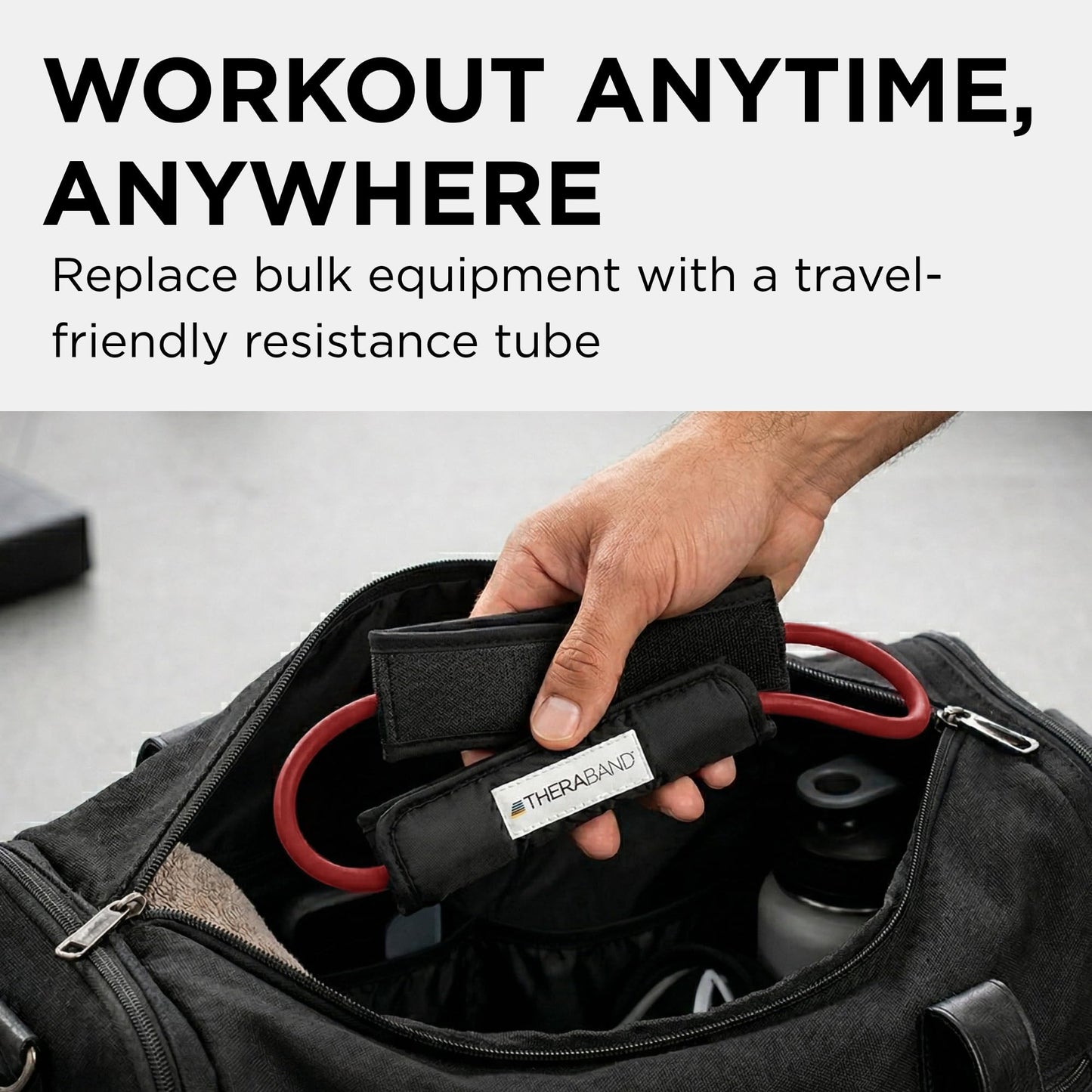 THERABAND Resistance Tubing with Cuffs, Medium Red Level 2, Exercise Bands for Lower Body Workouts, Physical Therapy, Pilates & At-Home Training