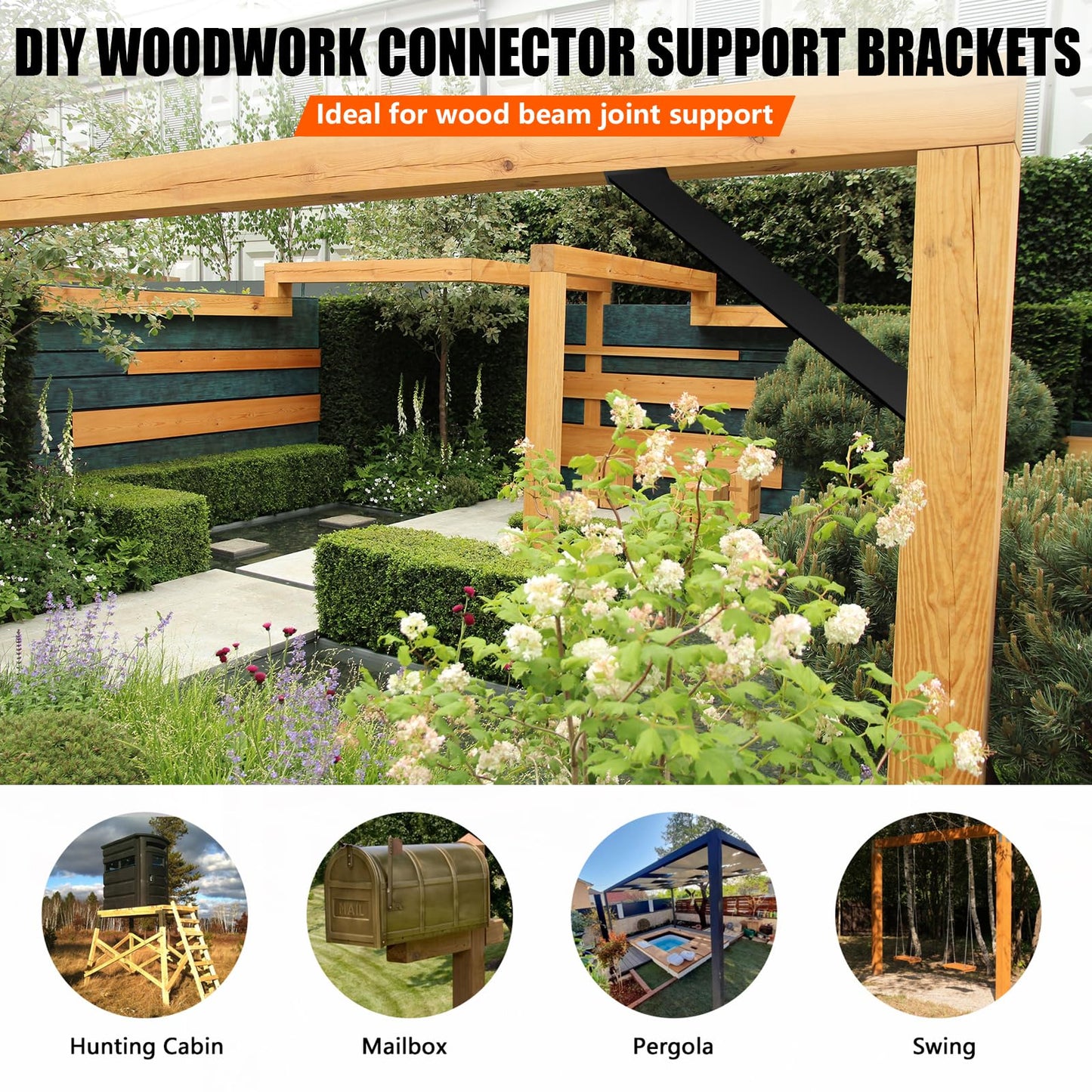 ITEVE.GD 45 Degree Angle Support Pergola Bracket Kits,Heavy Duty Connectors for Indoor & Outdoor Wooden Structures,Metal DIY Brackets for Gazebos,Patios,Porchs,Tree Houses,Log Cabins - 12Pack
