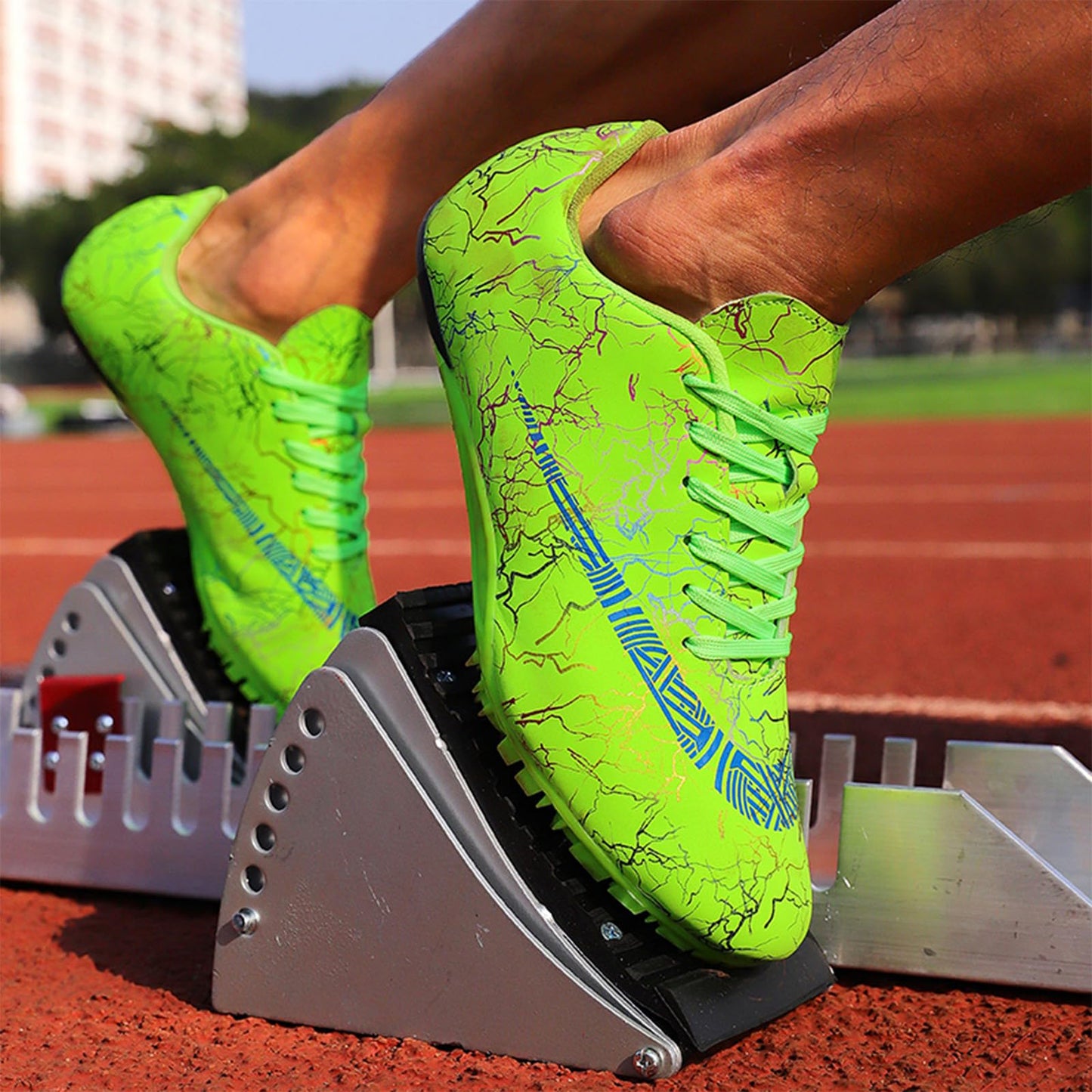 AOLEXWU Track Spike Shoes - Professional 8-Spike Running Spikes for Men Women Sprint Training Competition Green