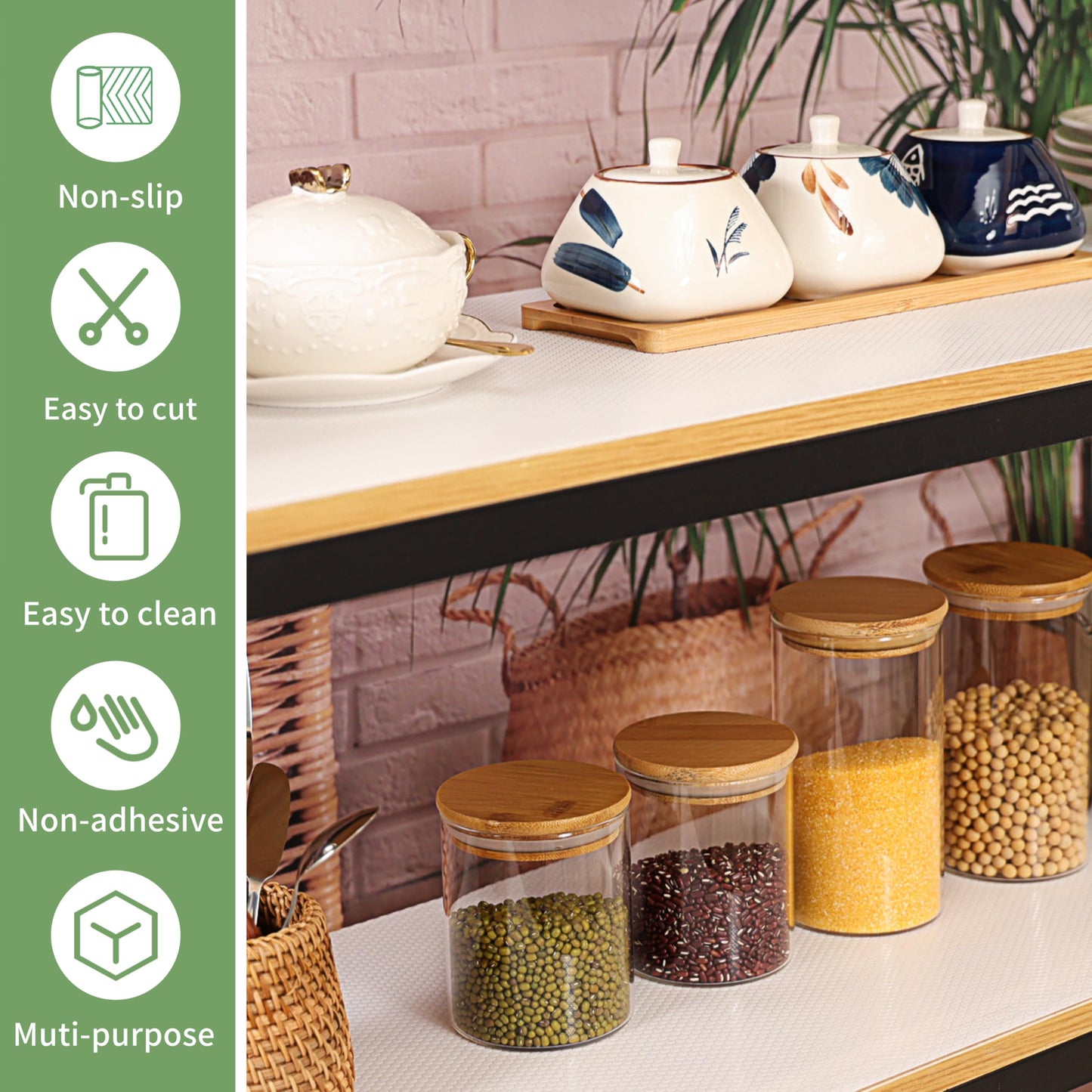 wohomuke Shelf Liners 11 inch x 20 ft Kitchen Cabinets Liner Non-Stick Drawer Liners Drawer Mats EVA Protector Shelving Cupboard Lining (White, 11 inch x 20 ft)