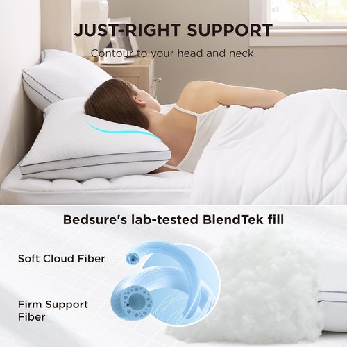 Bedsure Queen Pillows - Fluffy Hotel Quality Down Alternative, Gusseted Support for All Sleepers
