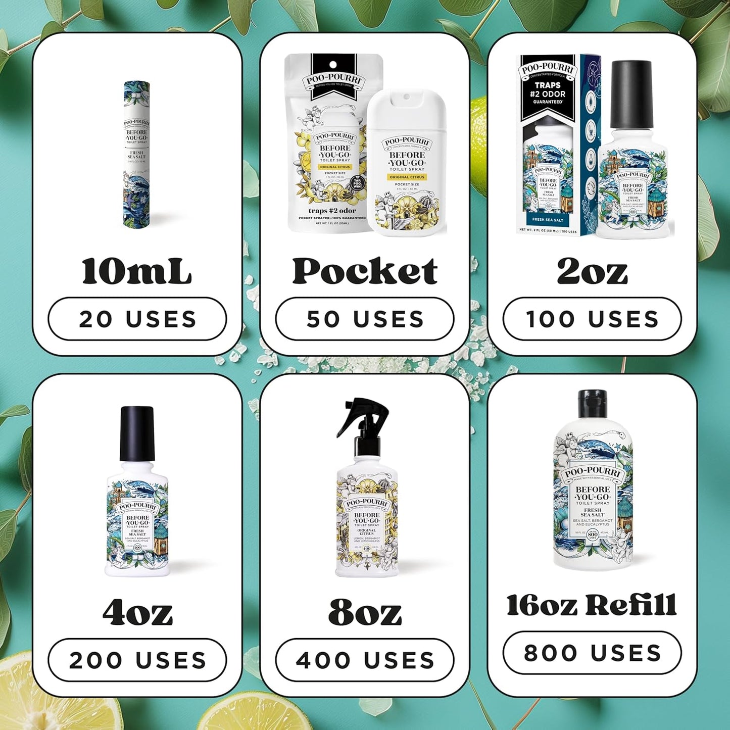 Poo-Pourri Toilet Spray - Fresh Sea Salt Scent | Plant-Based Odor Deodorizer, 4 Fl Oz, Up to 200 Uses
