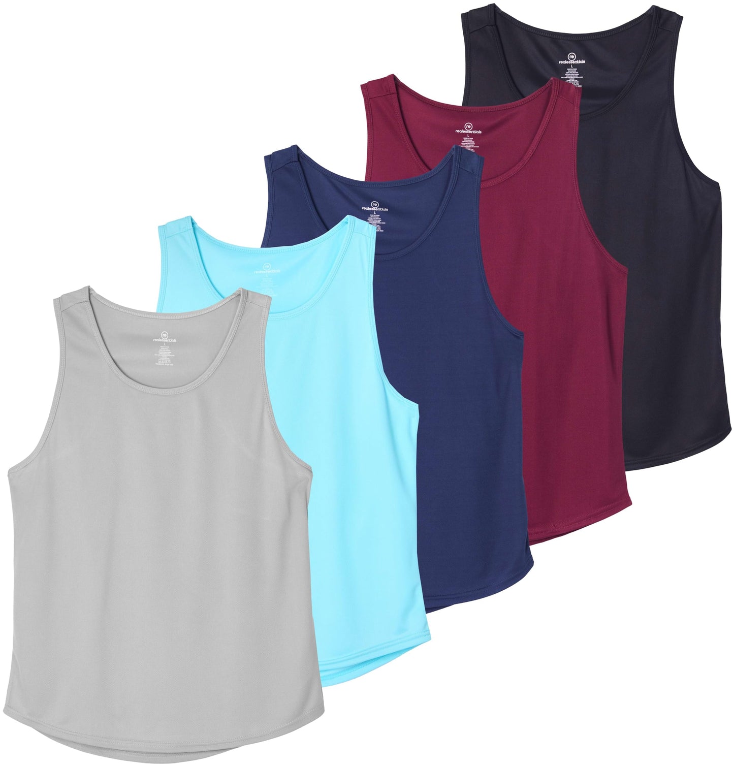5 Pack: Men's Mesh Y-Back Muscle Tank Top - Gym Workout & Bodybuilding Fitness (Available in Big & Tall) Set 4, L