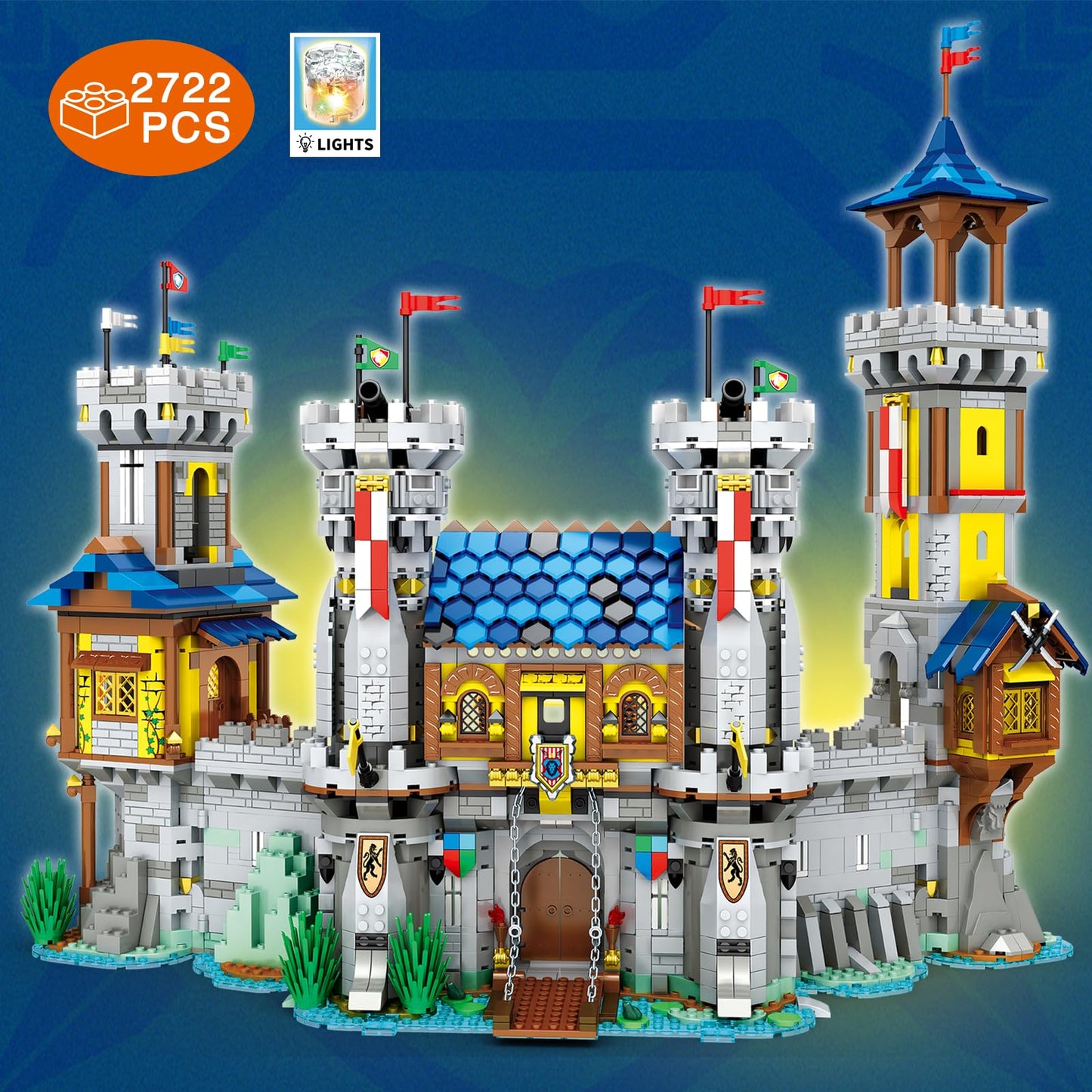 ZenithFlow Medieval Castle Building Blocks Kit, Retro European Castle Lighting Building Set for Adults, Architecture House Model Idea Gifts Home Decoration 2599 PCS