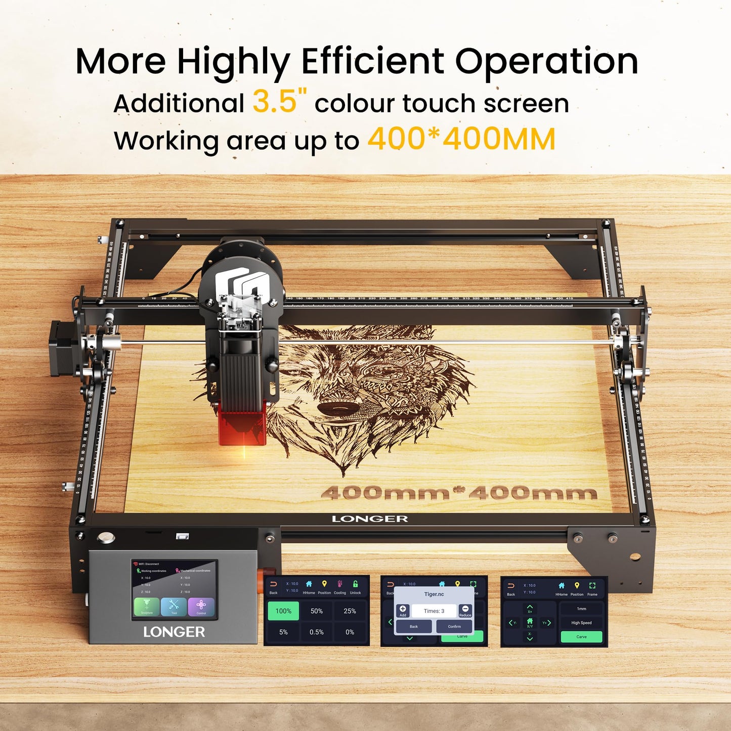 LONGER RAY5 Laser Engraver, 5W Laser Engraving Cutting Machine for Metal and Wood, 3.5-inch Color Touch Screen, Offline Engraving/Cutting