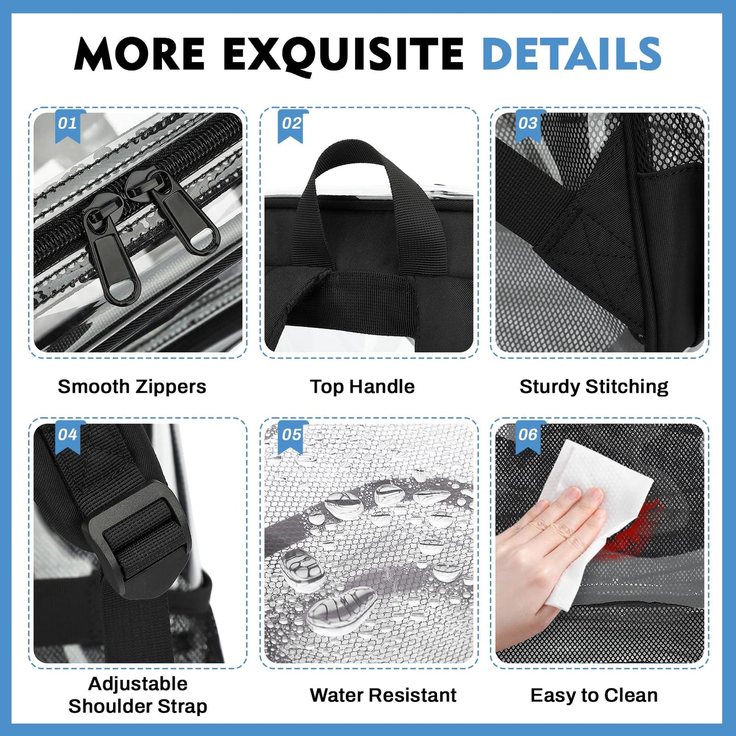 MUSEVOS Clear Backpack Heavy Duty for School, Large PVC See Through Backpacks for Stadium Events, Travel, Clear BookBag for Kids, Boys and Girls, Semi Black