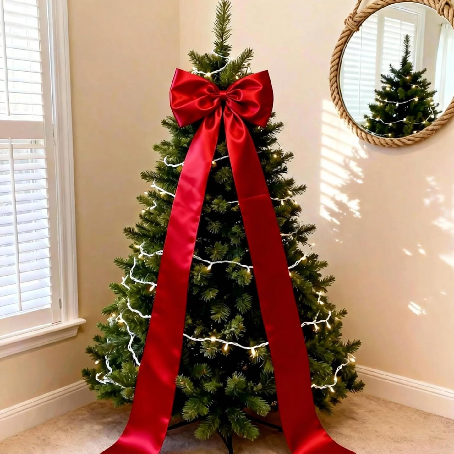 Skiennix Extra Long Satin Red Bow - 70x20 Inch Wall Decor for Valentine's Day & Weddings