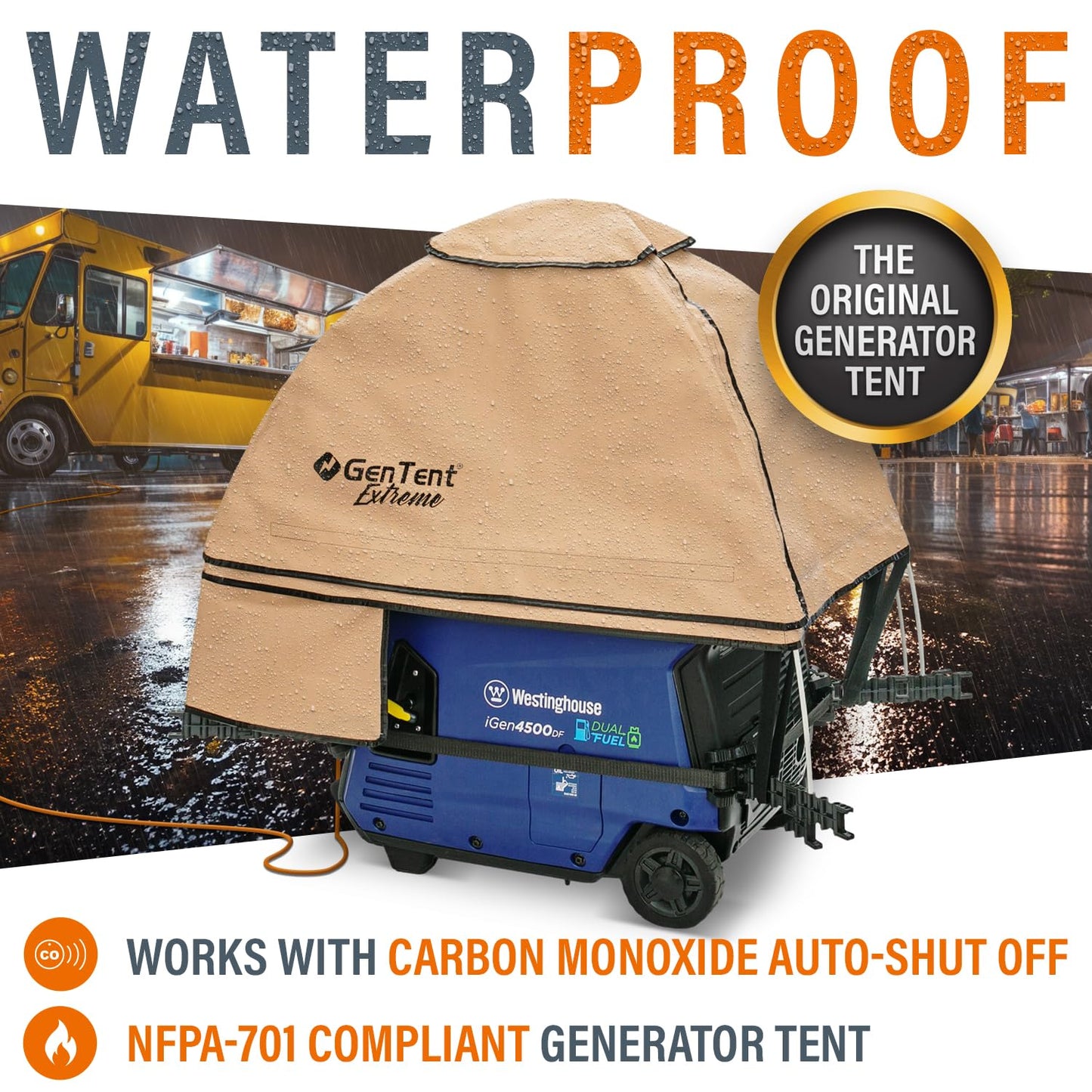 GenTent Inverter Running Cover – Generator Tent for Fully Encased Inverters (Tan, Original - Extreme)