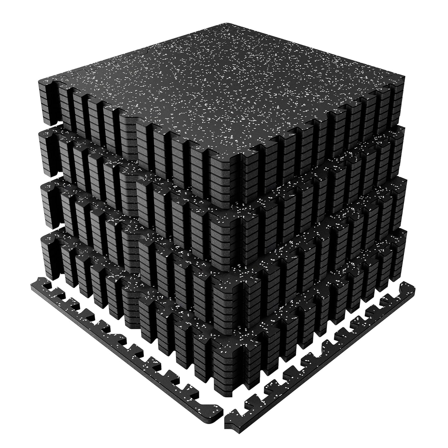 0.56" Thick 96 Sq ft Exercise Mats,24 Tiles Rubber Top 24"X24" Interlocking Puzzle Gym Flooring with High Density EVA Foam for Home Gym & Heavy Weight Workout,Black/Grey