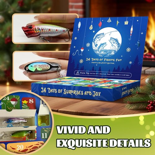 Fishing Advent Calendar 2026 - 24-Day Countdown Fishing Lure Tackle Kit for Bass & Trout | Perfect Christmas Gift for Dad, Husband, or Boyfriend
