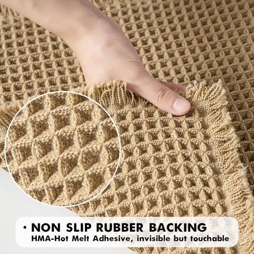 MIULEE Waffle Bathroom Rugs Set of 2 - Non-Slip, Ultra Soft, Super Absorbent Mats | Brown, 18x30 Inch