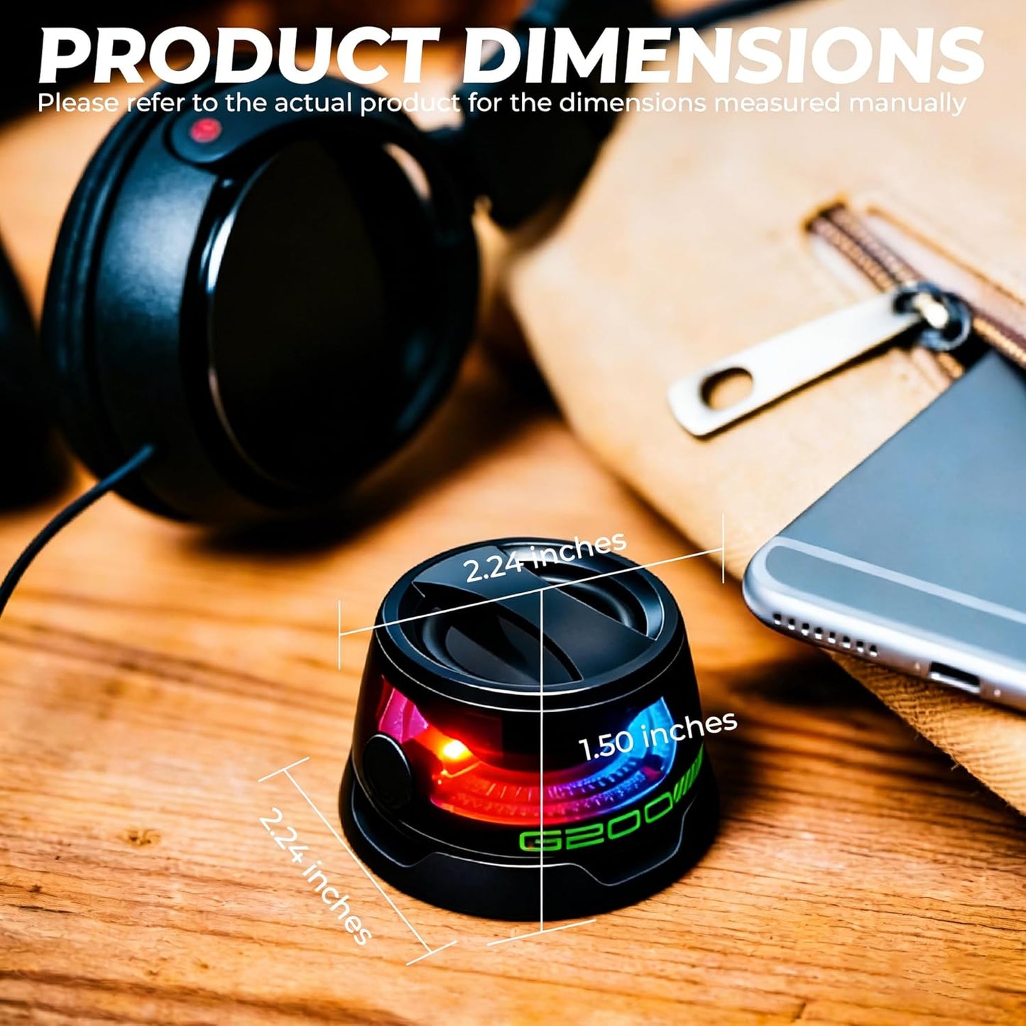 LENOLL Set Magnetic Mini Bluetooth Speaker with RGB Lights, Portable Wireless Stereo Speaker with Phone Holder, Small