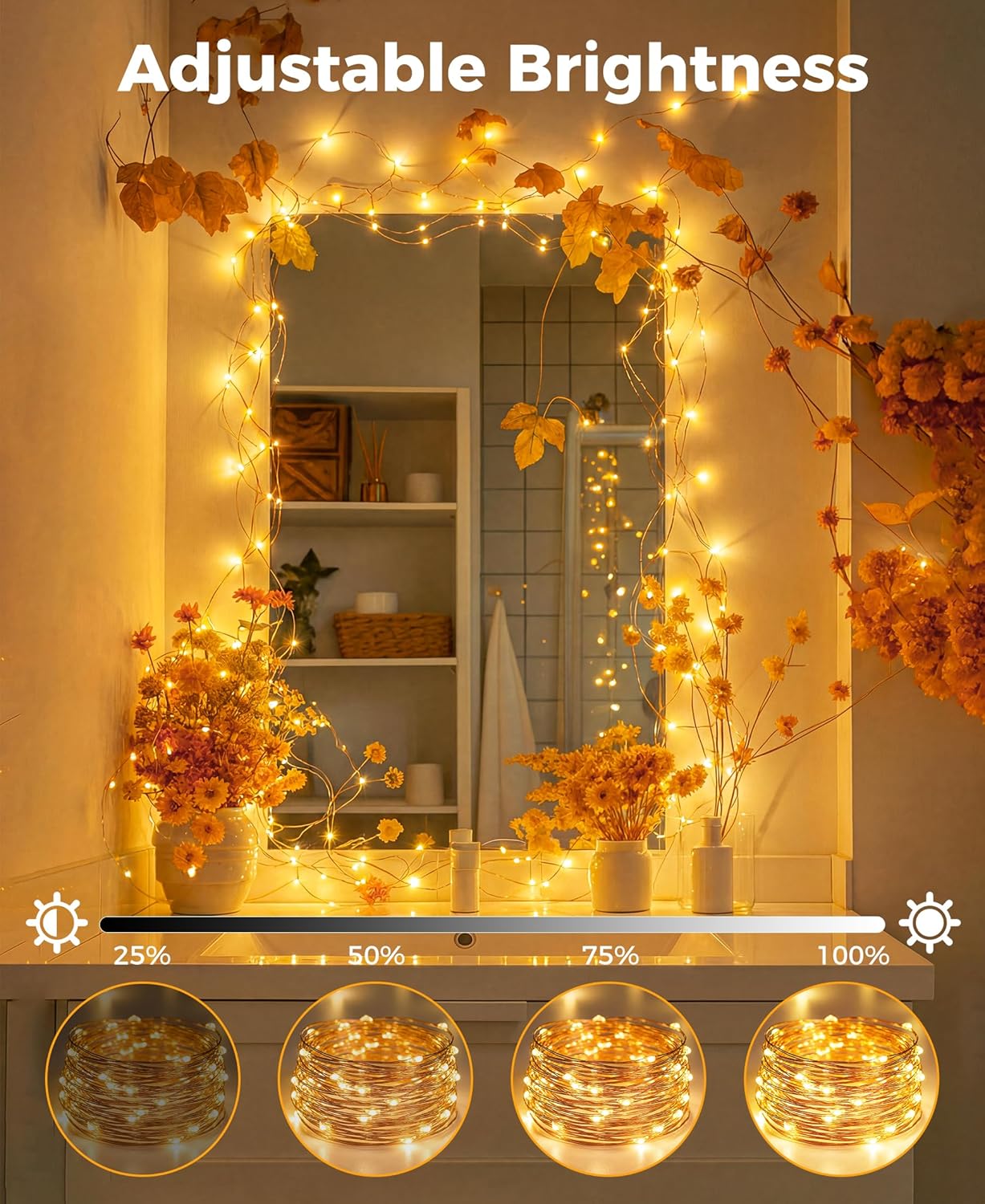Skiennix 66 Ft LED Fairy Lights - 200 Remote-Controlled Twinkle Lights with 8 Modes & Timer | Warm White