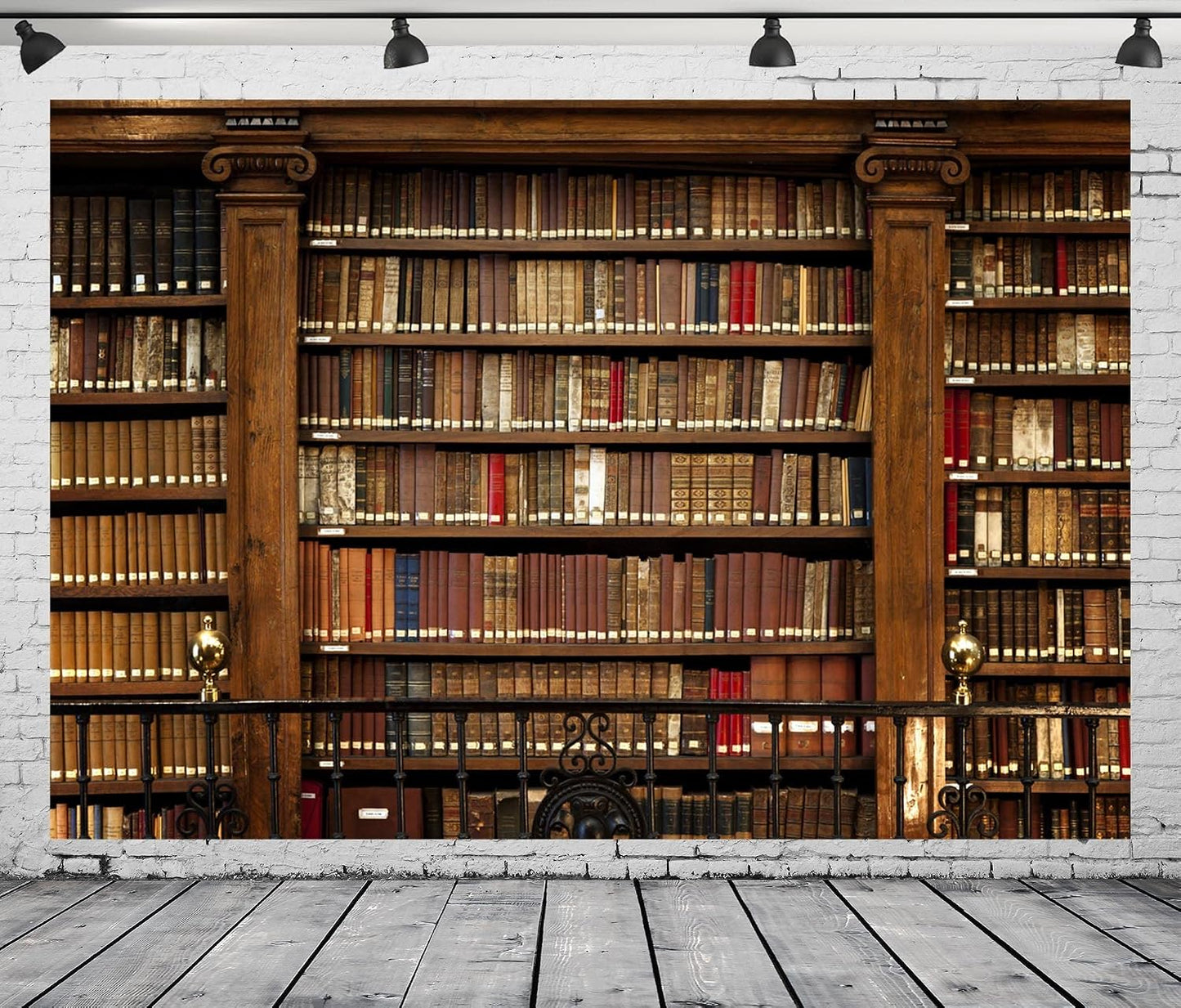 BELECO 7x5ft Fabric Vintage Wooden Bookshelf Backdrop Books Antique Bookcase Old Library Phtography Backdrop for Party