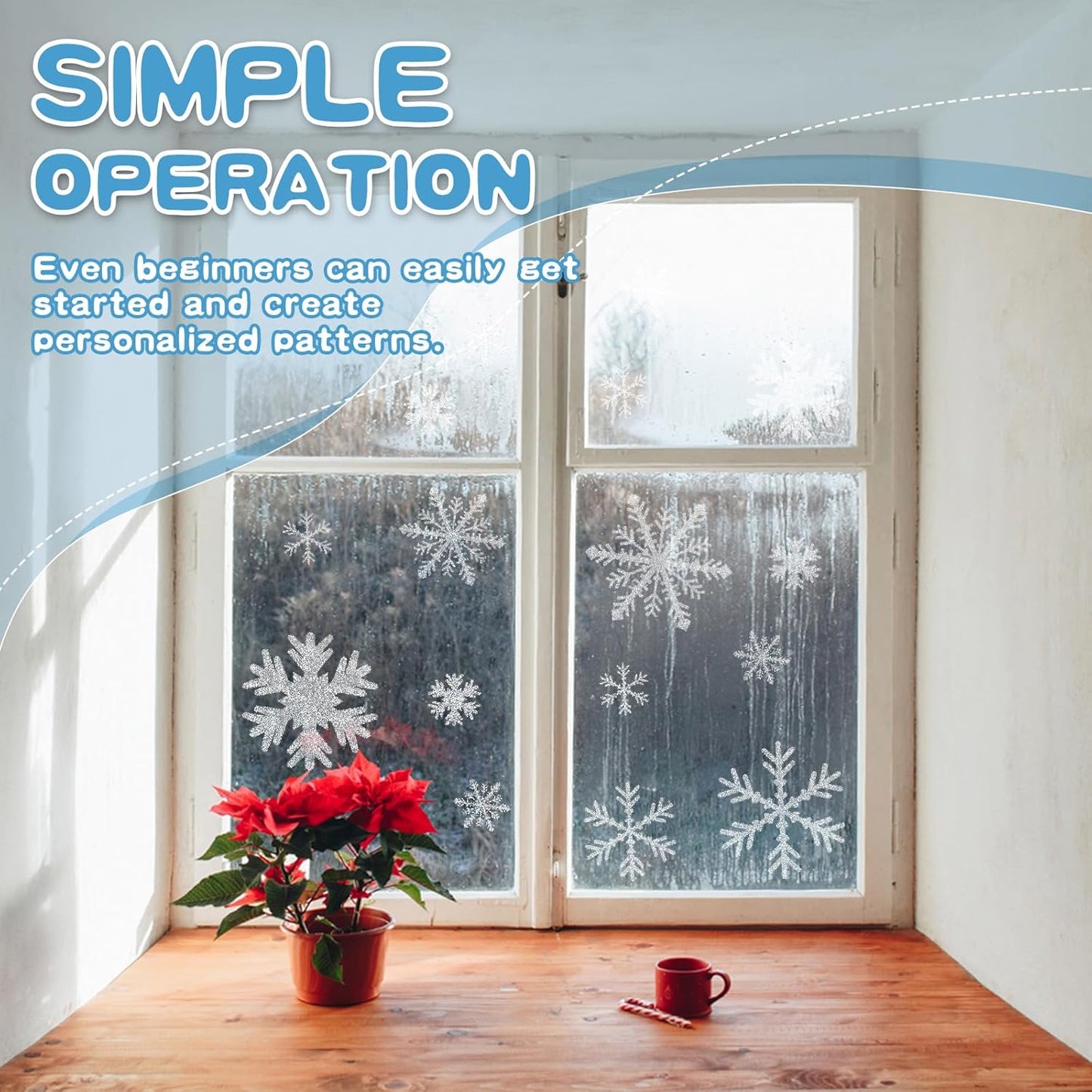 Weysat Winter Snowflake Stencils - 3 Pcs Reusable Craft Templates for Walls, Windows & More