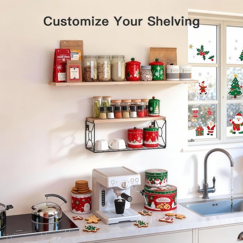 Amada Bathroom Shelves - Over Toilet Storage with Basket | Floating Wall Shelf for Home Organization - Natural Wood